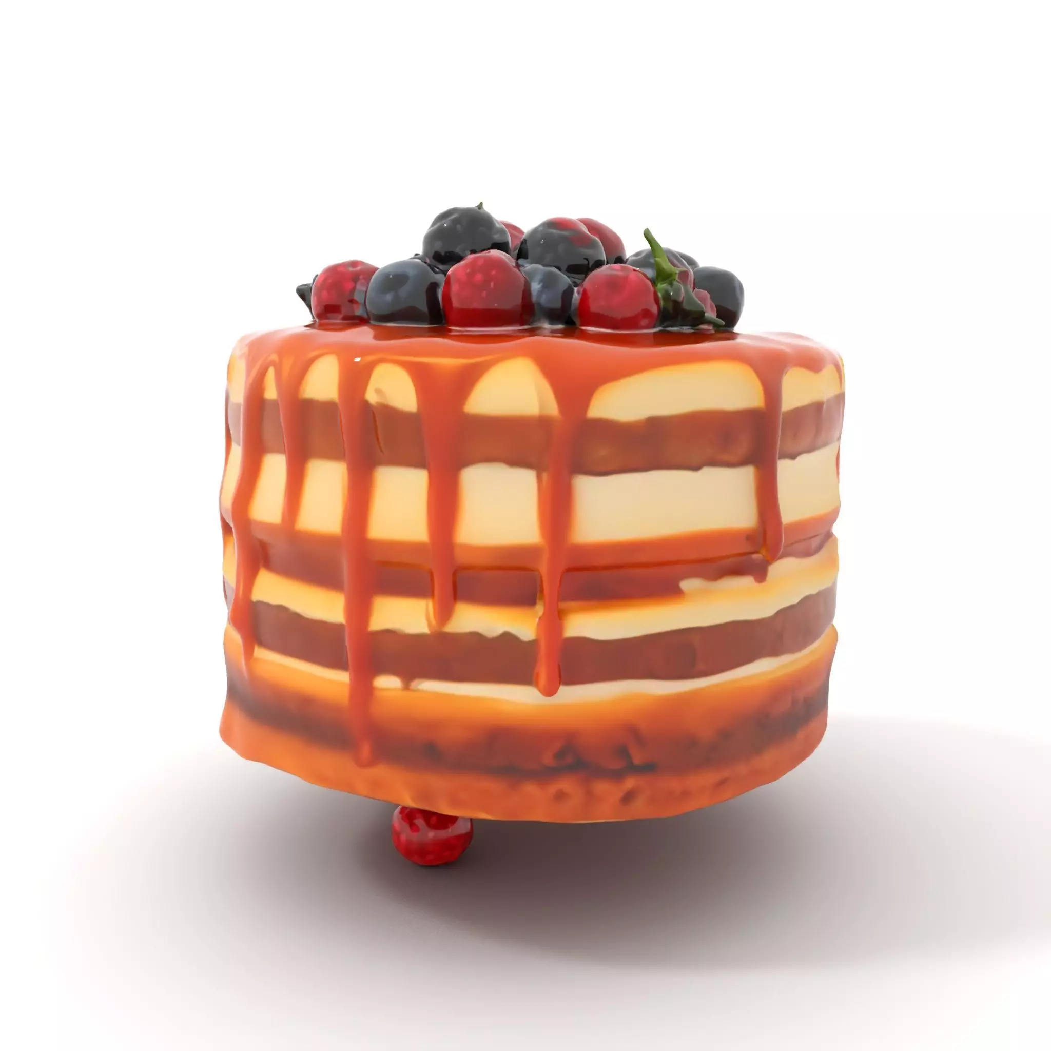 Caramel Berry Cake model pack Low-poly 3D model_0