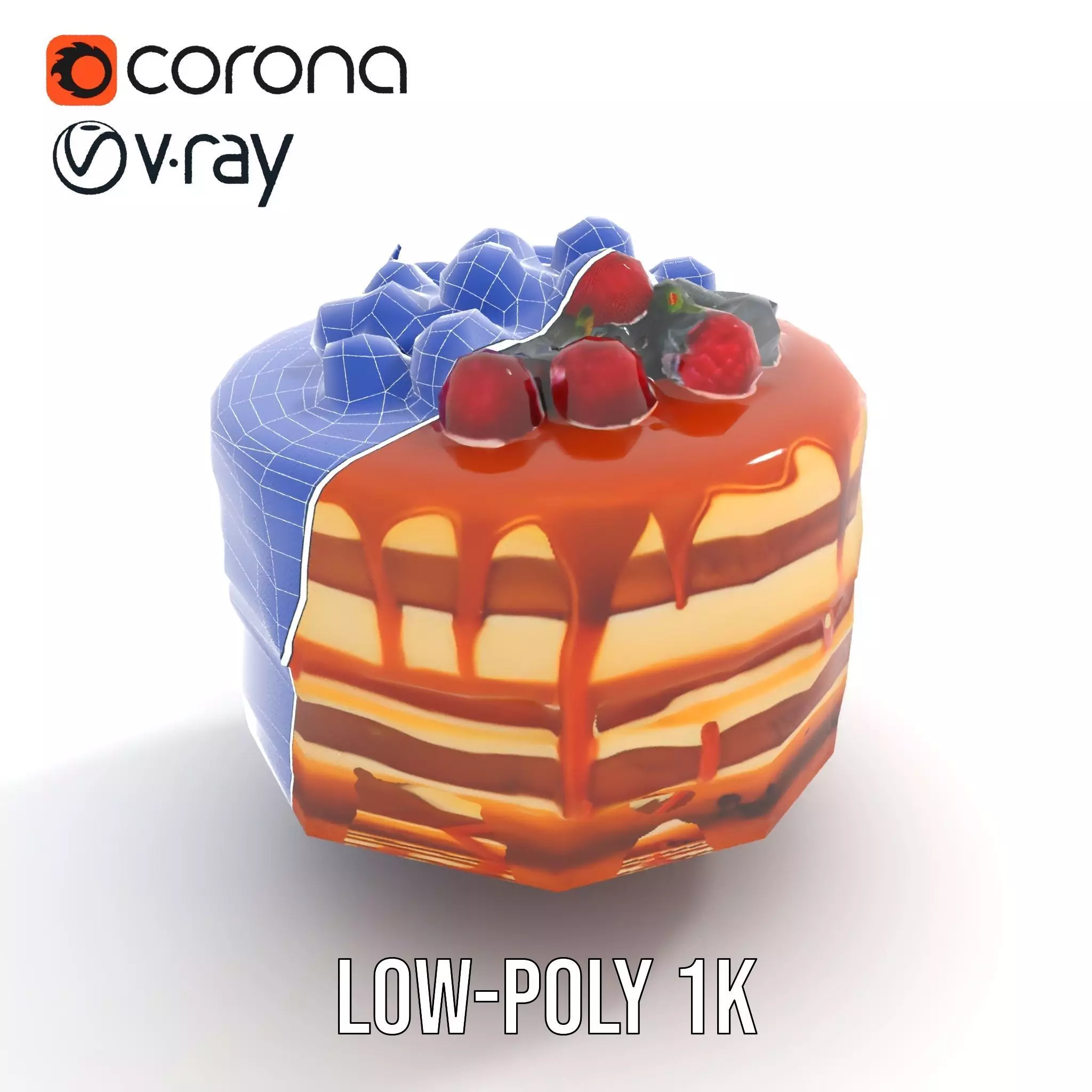 Caramel Berry Cake model pack Low-poly 3D model_22