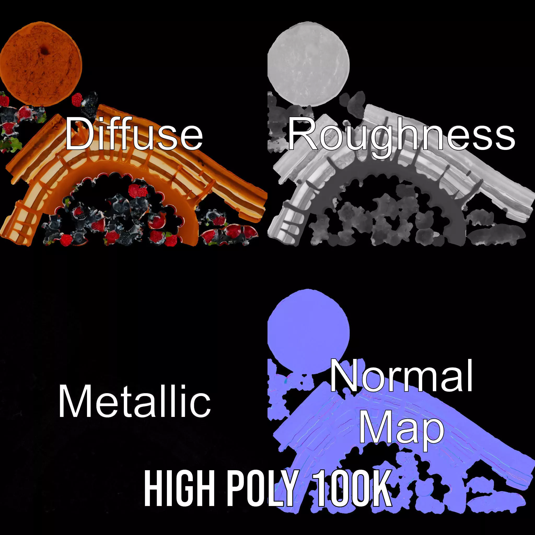 Caramel Berry Cake model pack Low-poly 3D model_3