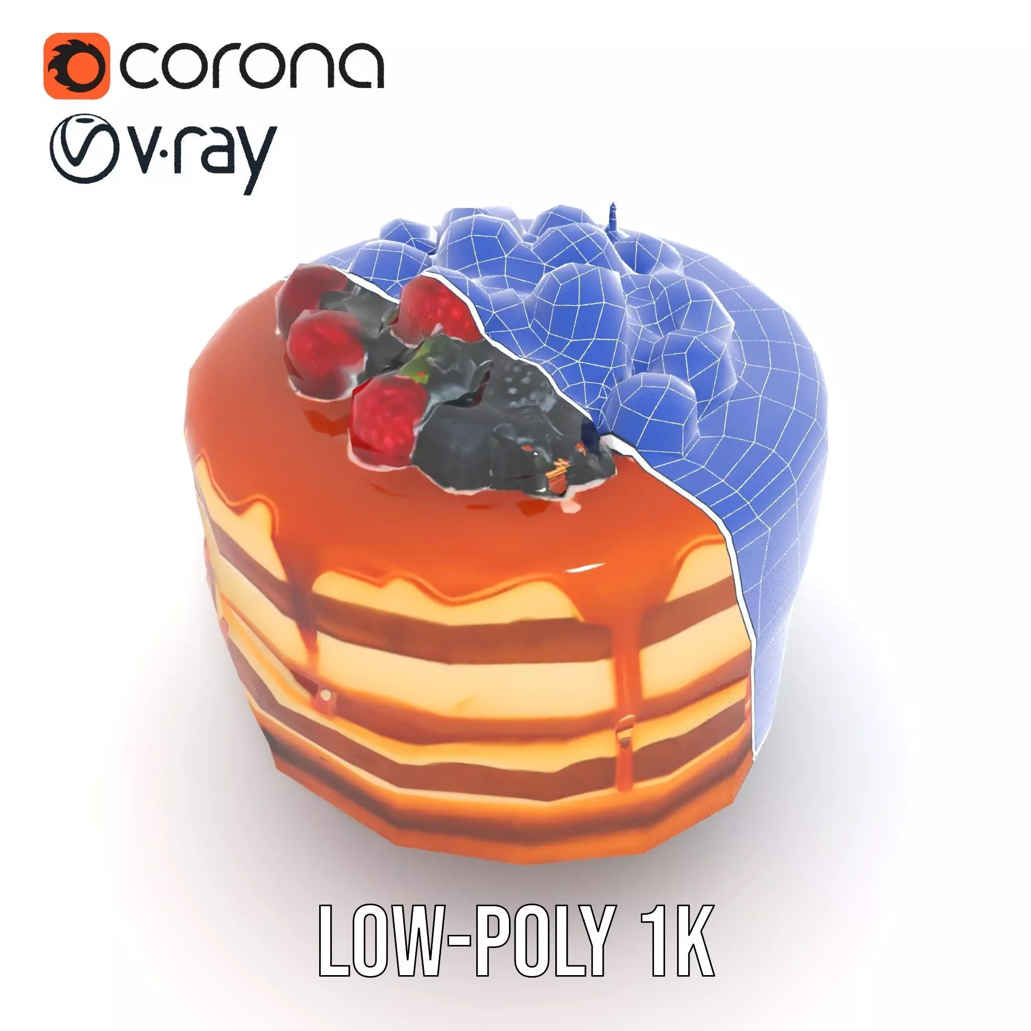 Caramel Berry Cake model pack Low-poly 3D model_28