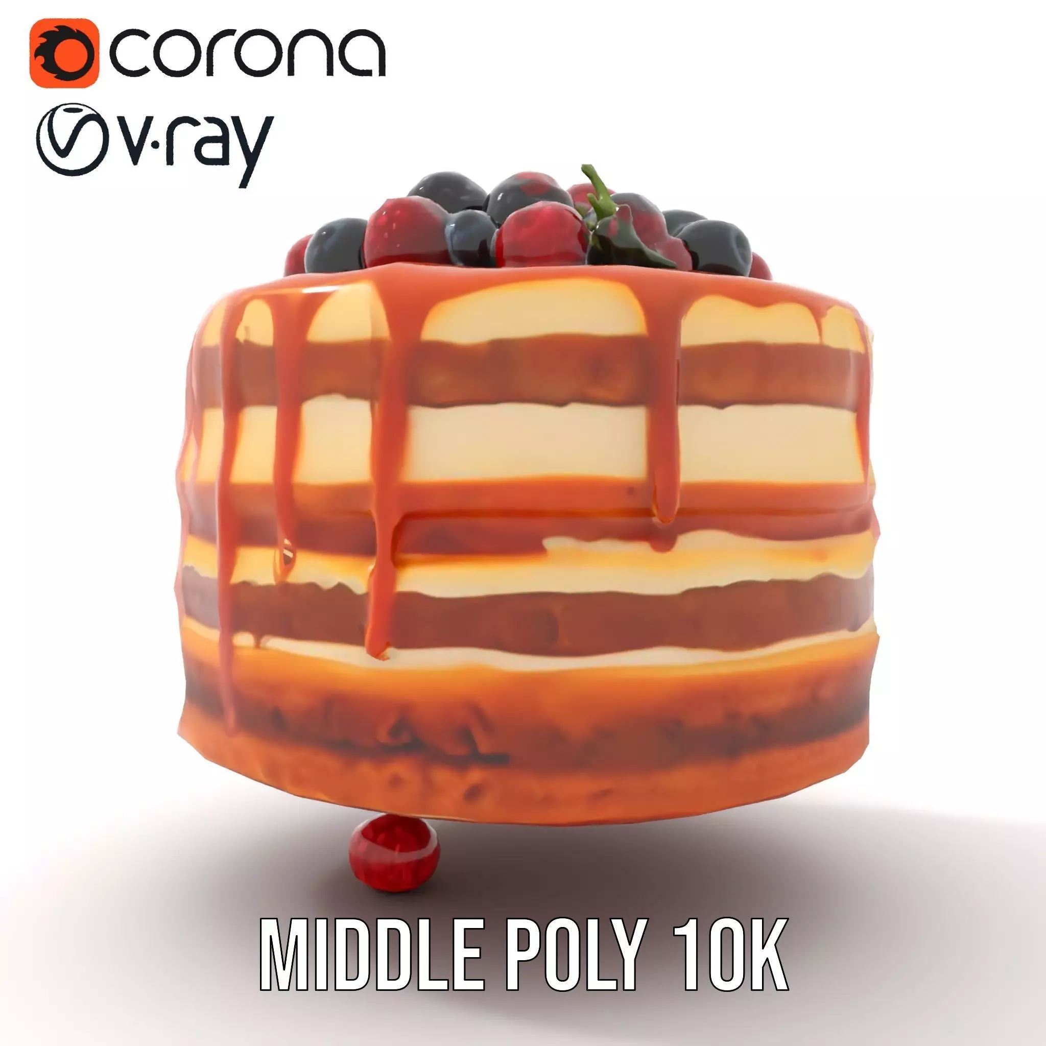 Caramel Berry Cake model pack Low-poly 3D model_18