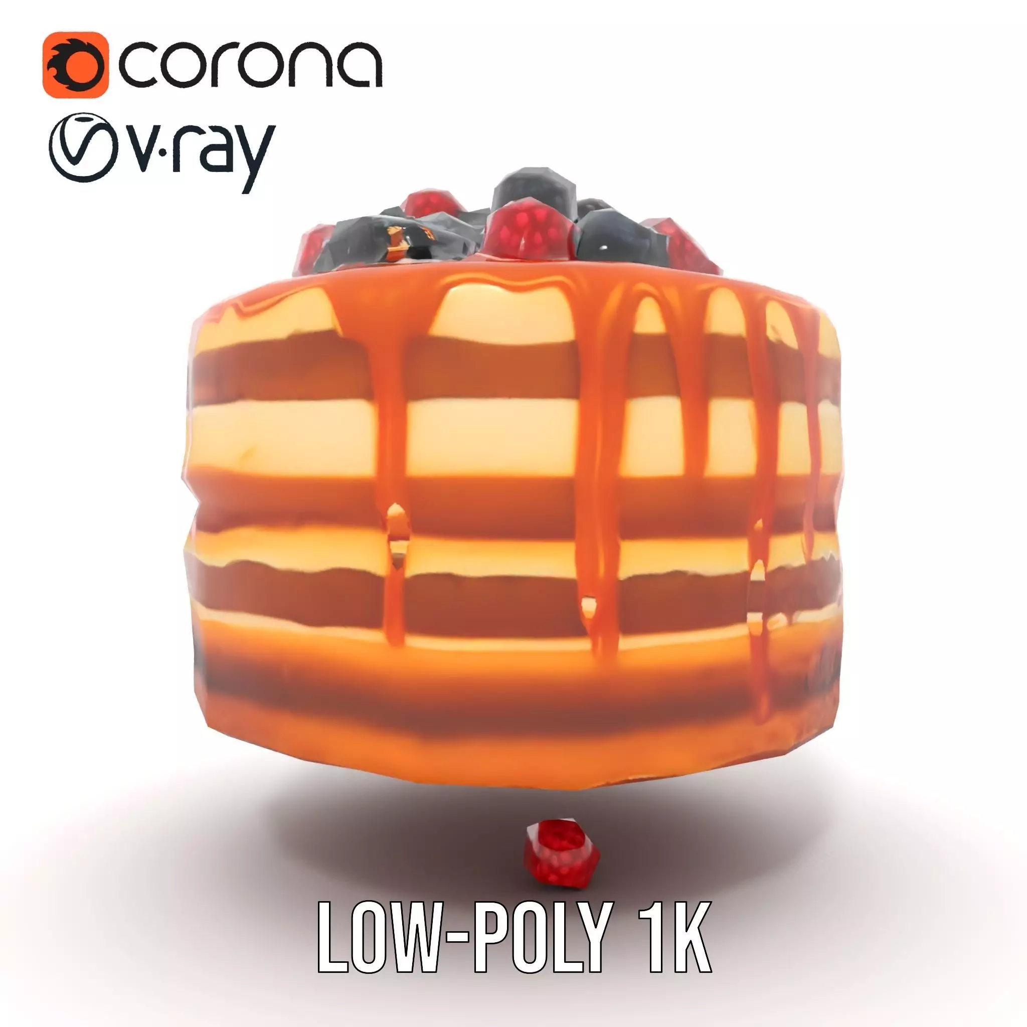 Caramel Berry Cake model pack Low-poly 3D model_12