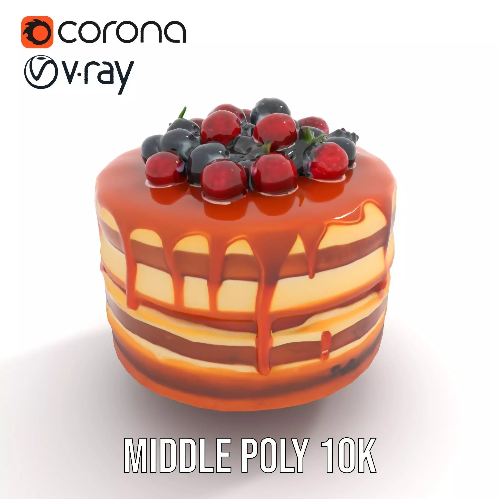 Caramel Berry Cake model pack Low-poly 3D model_13