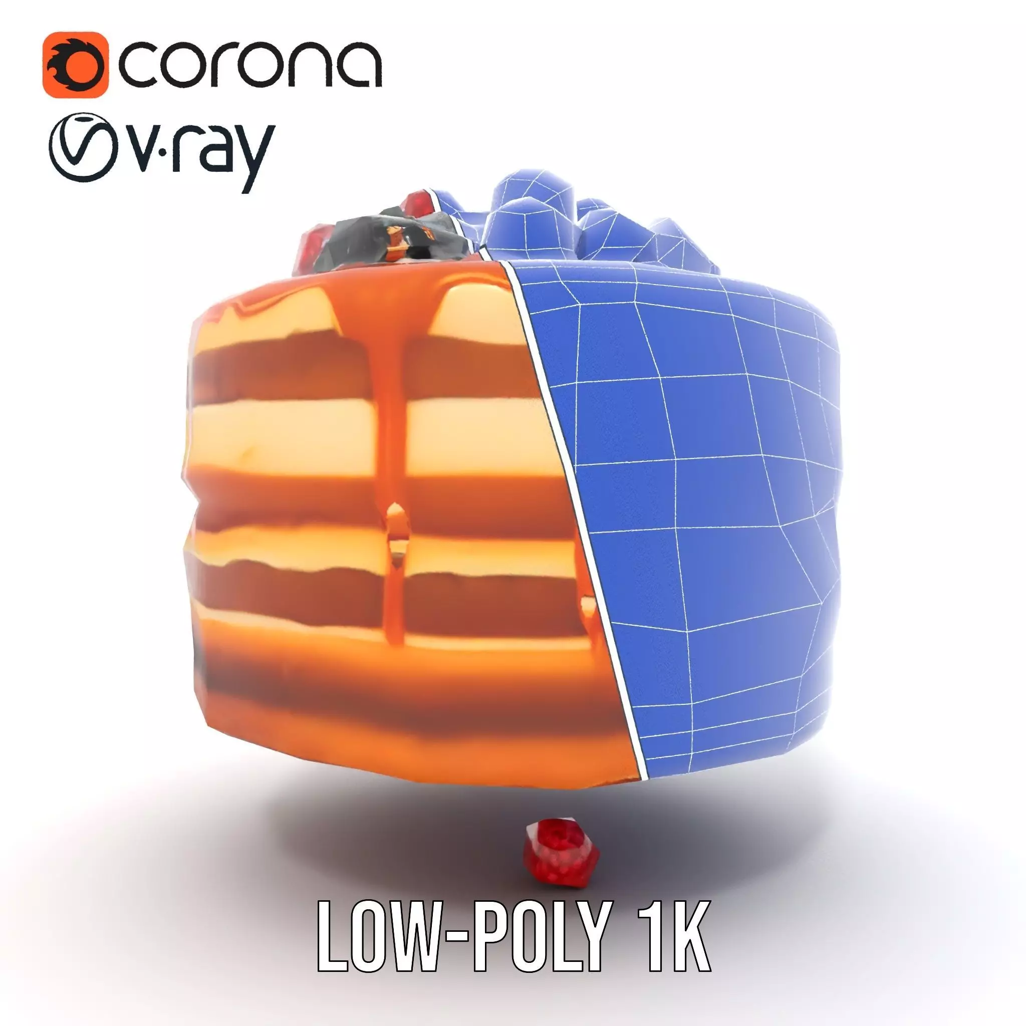 Caramel Berry Cake model pack Low-poly 3D model_30