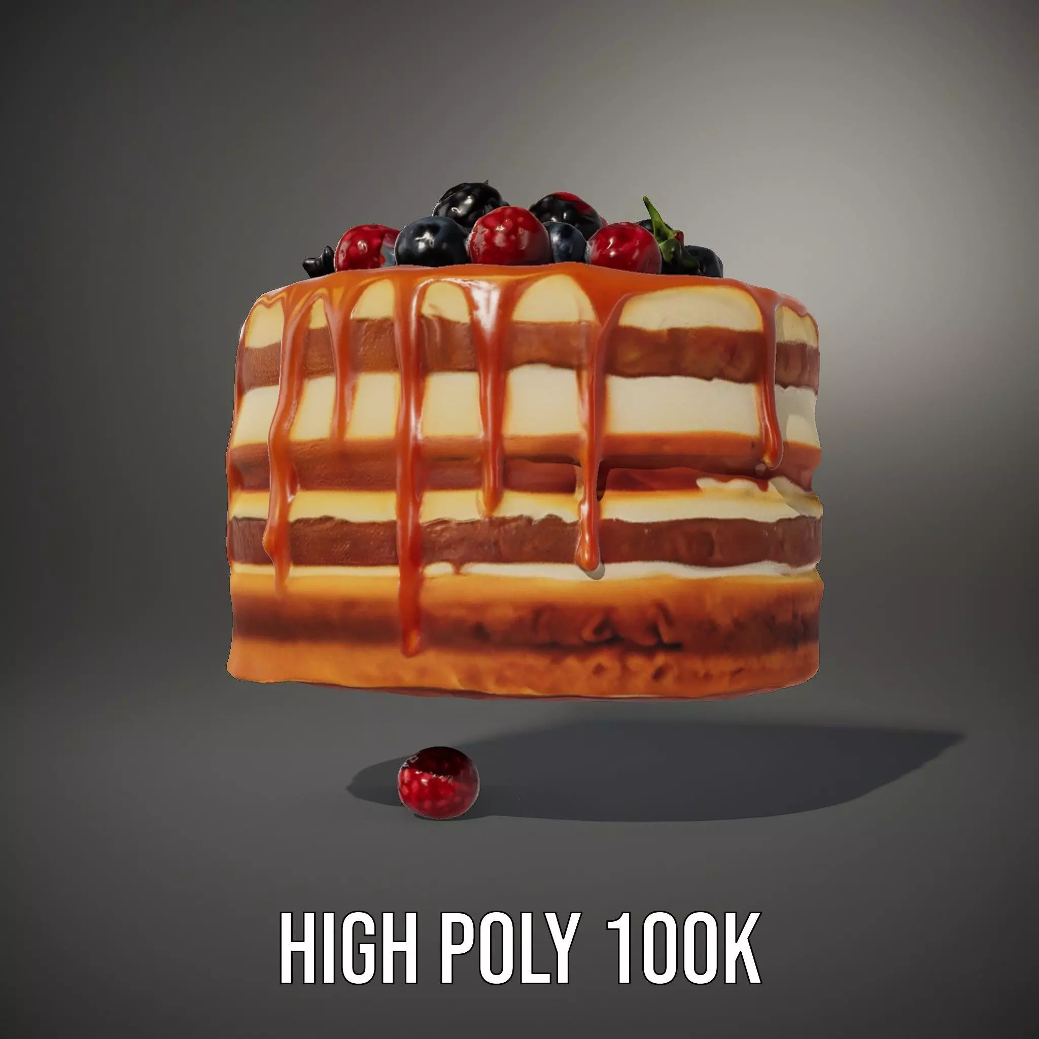 Caramel Berry Cake model pack Low-poly 3D model_8