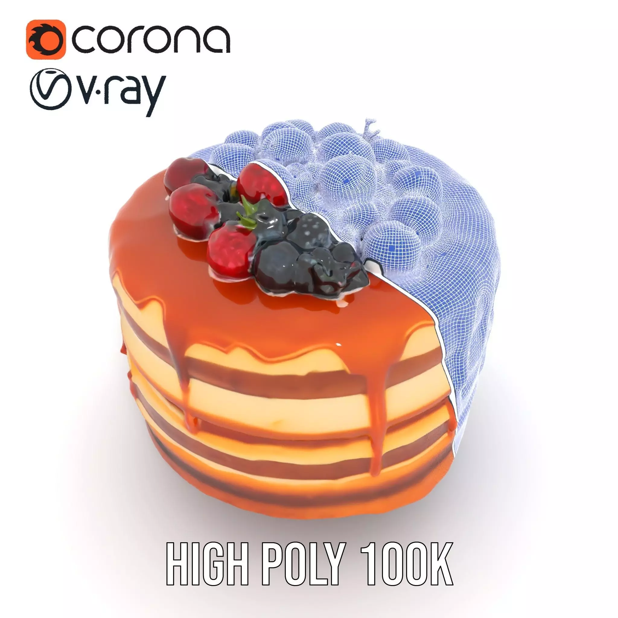 Caramel Berry Cake model pack Low-poly 3D model_33