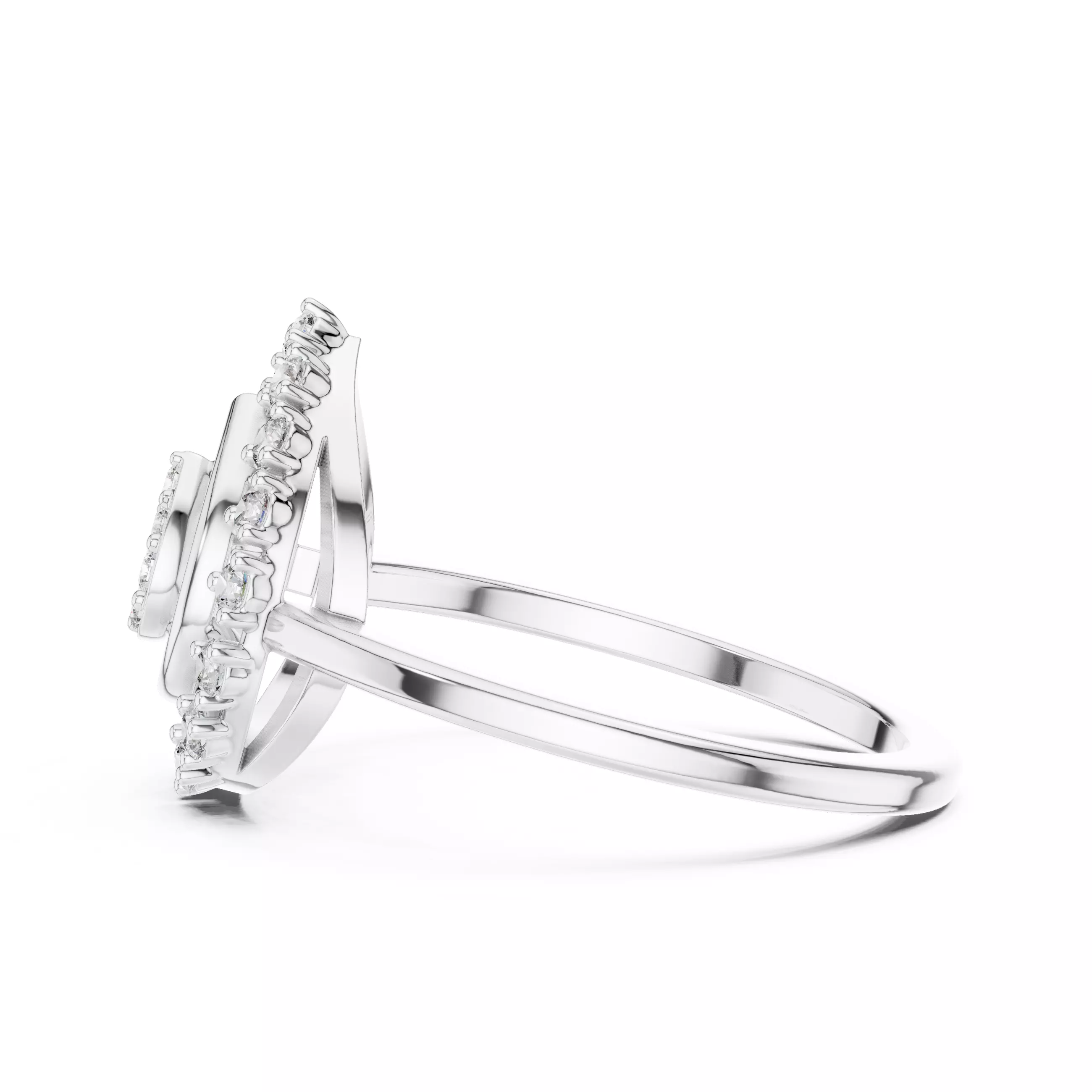 Round Diamond Pear Shape Engagement Wedding Ring 3DM STL Video 3D print model_11