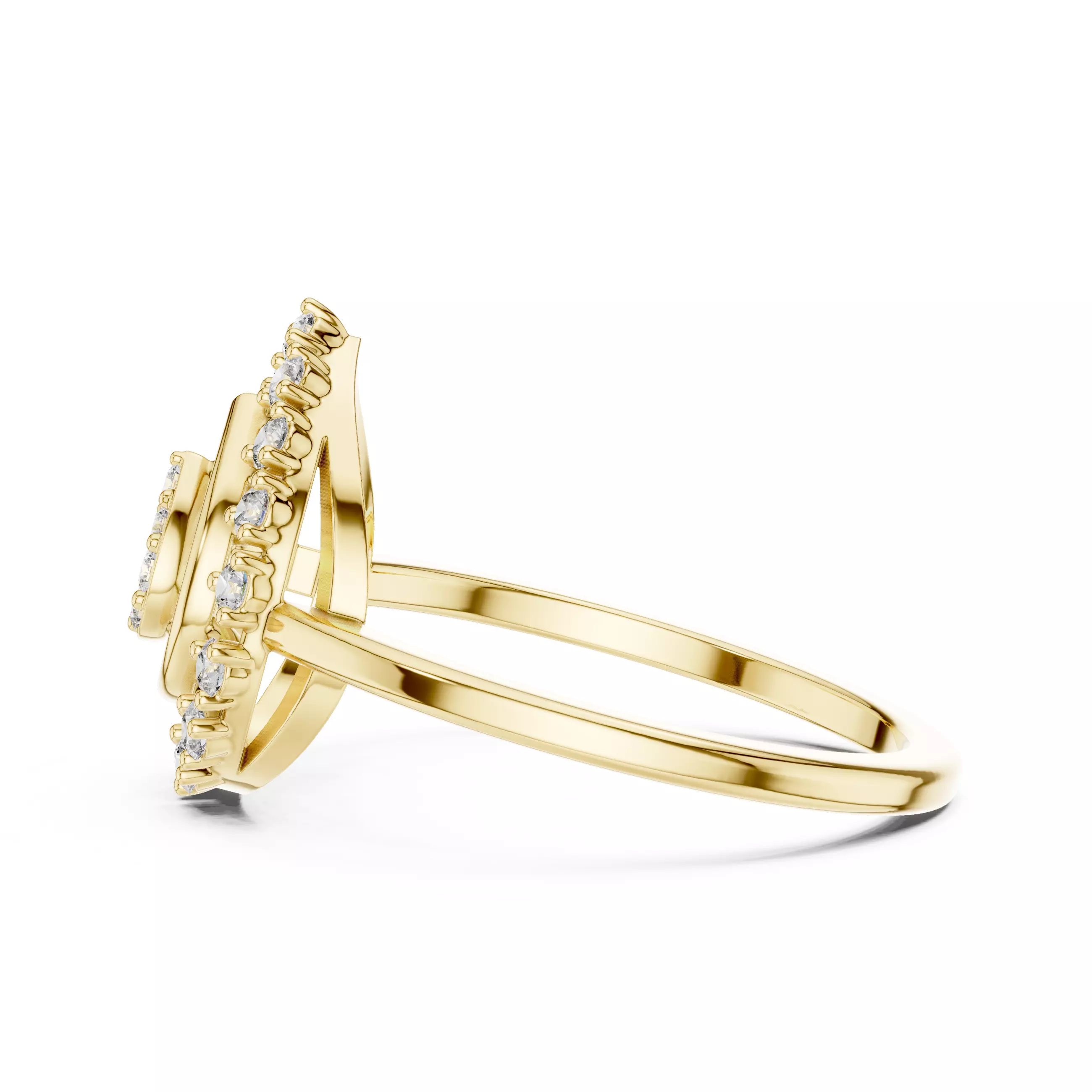 Round Diamond Pear Shape Engagement Wedding Ring 3DM STL Video 3D print model_8