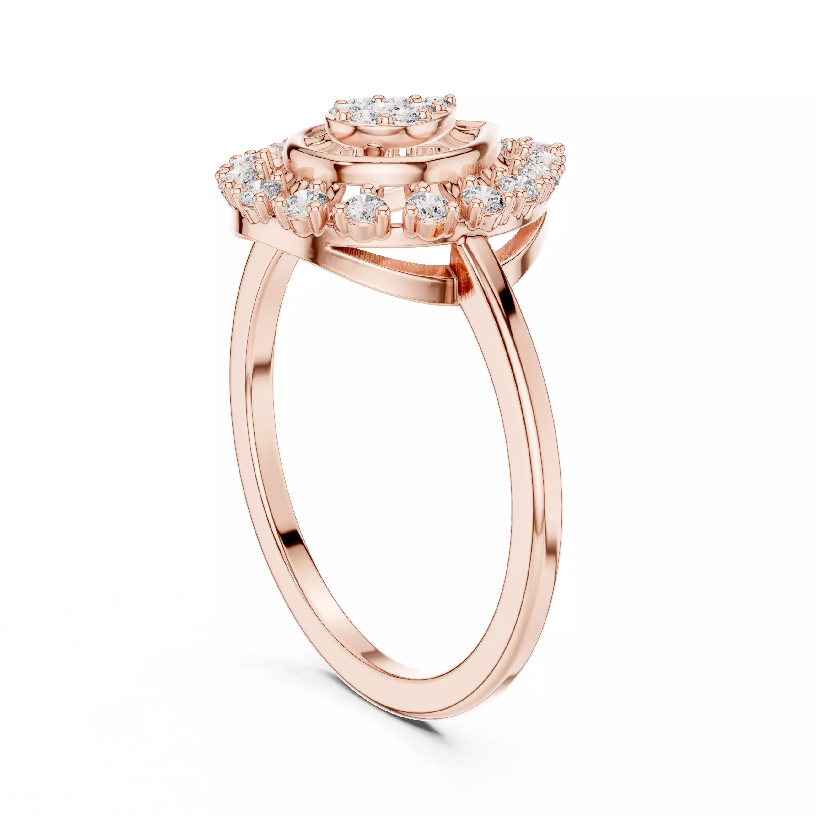Round Diamond Pear Shape Engagement Wedding Ring 3DM STL Video 3D print model_3