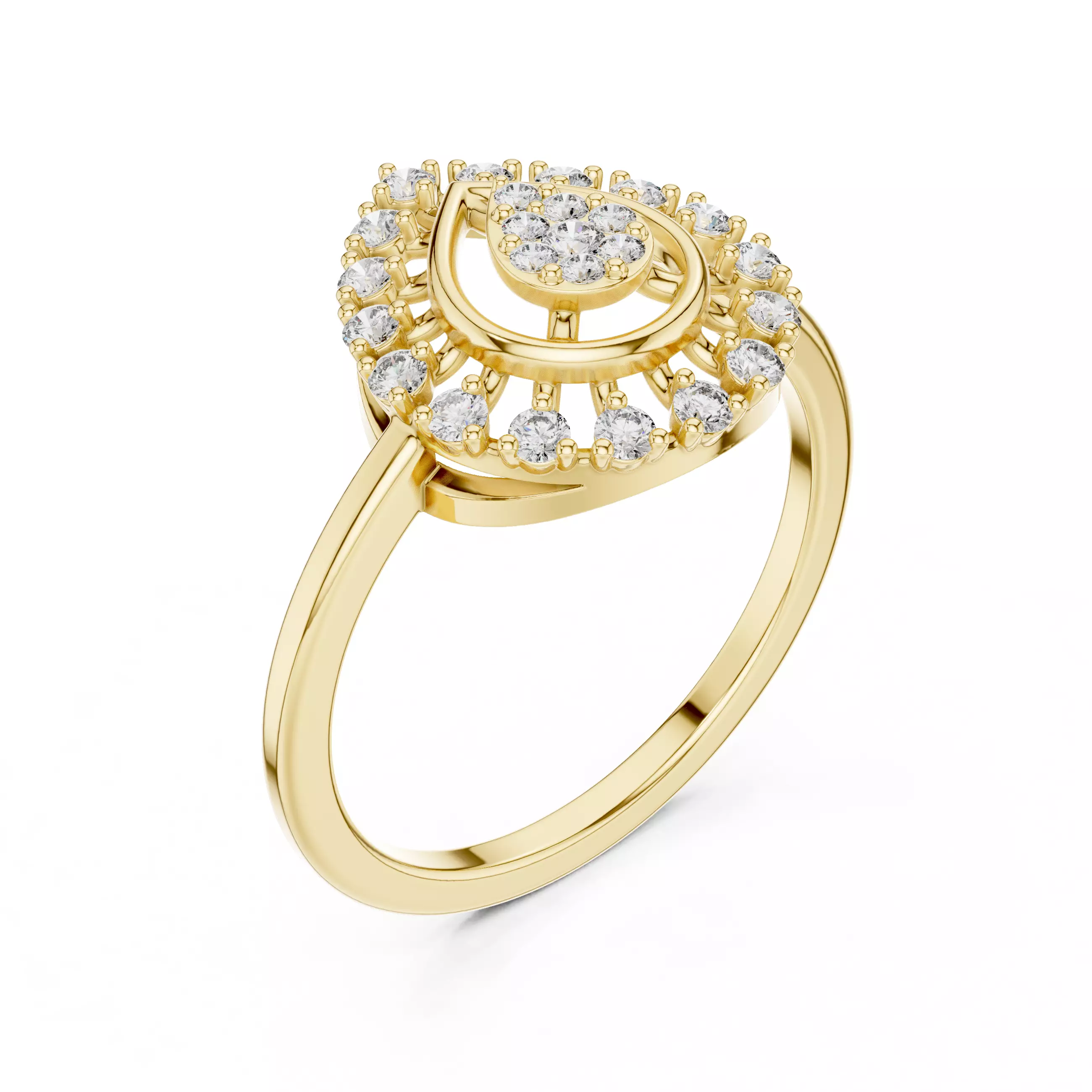 Round Diamond Pear Shape Engagement Wedding Ring 3DM STL Video 3D print model_7