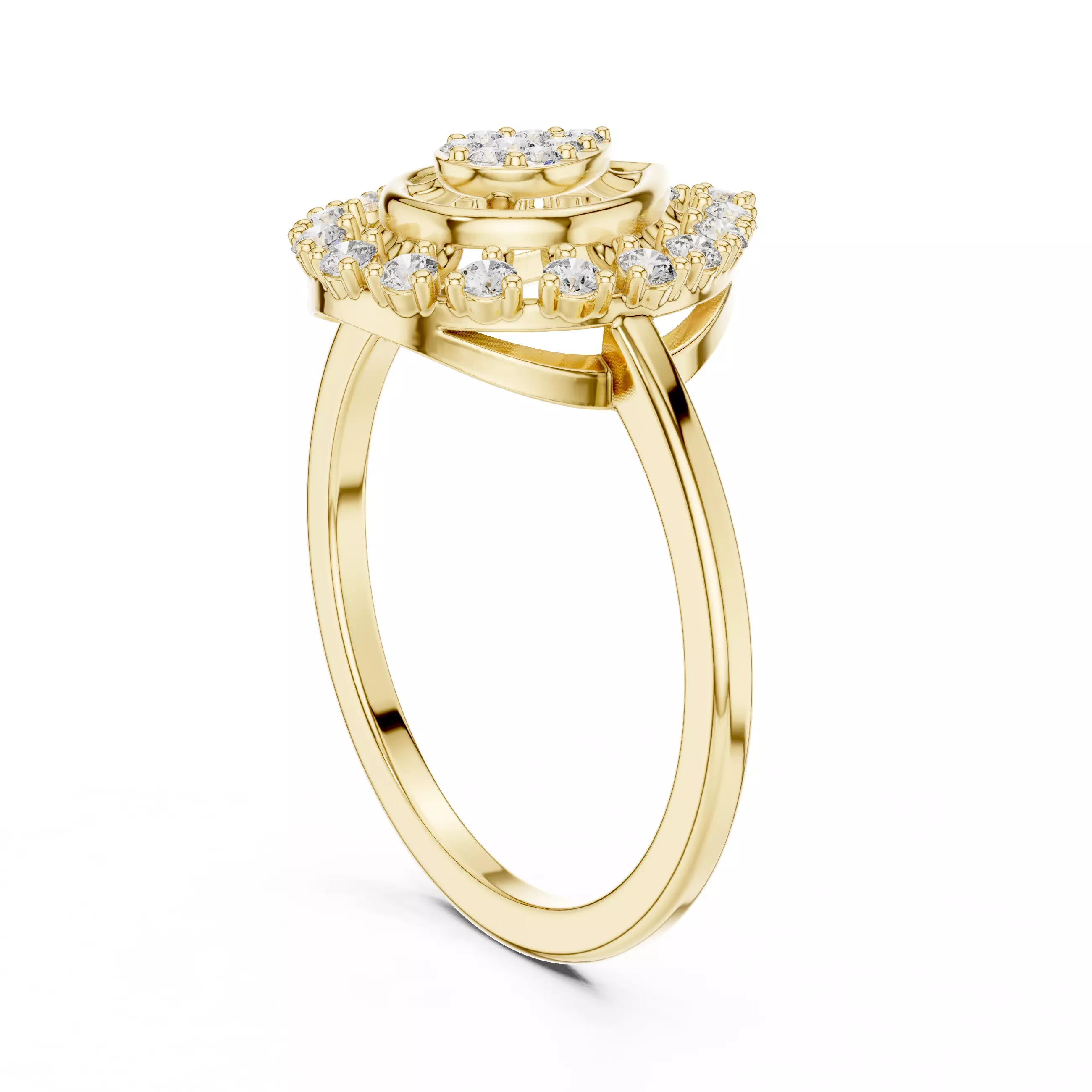 Round Diamond Pear Shape Engagement Wedding Ring 3DM STL Video 3D print model_6