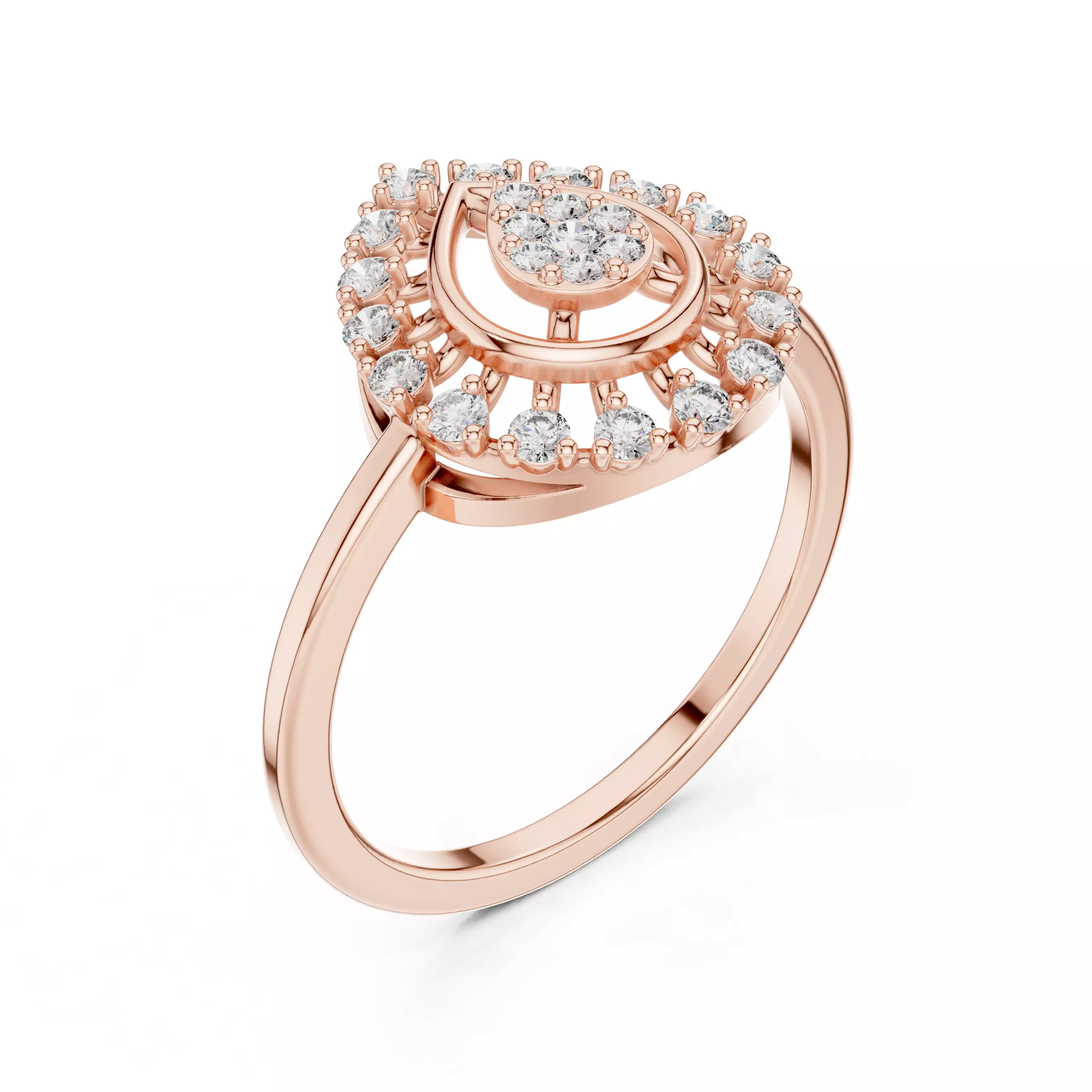 Round Diamond Pear Shape Engagement Wedding Ring 3DM STL Video 3D print model_4