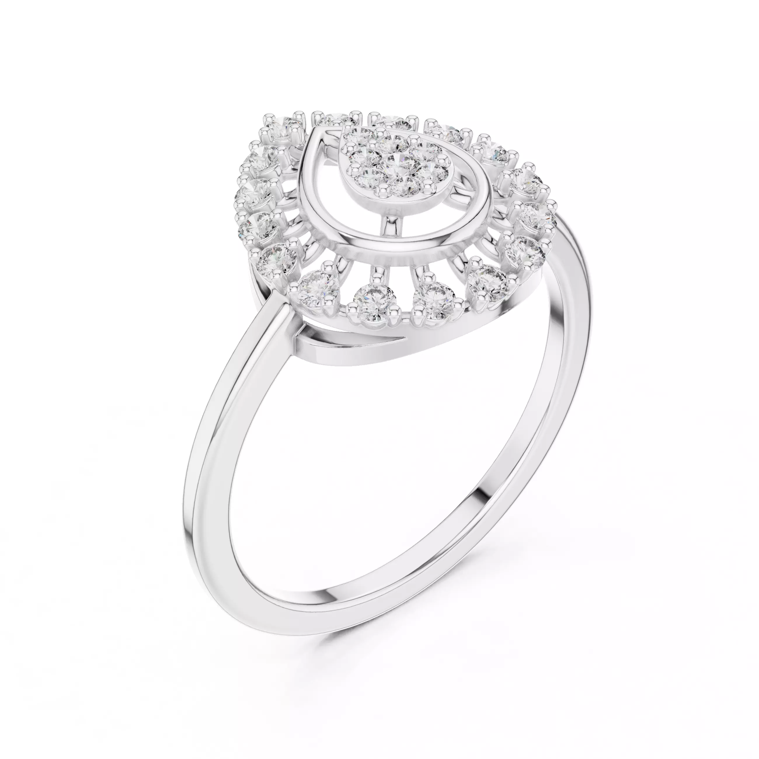 Round Diamond Pear Shape Engagement Wedding Ring 3DM STL Video 3D print model_10