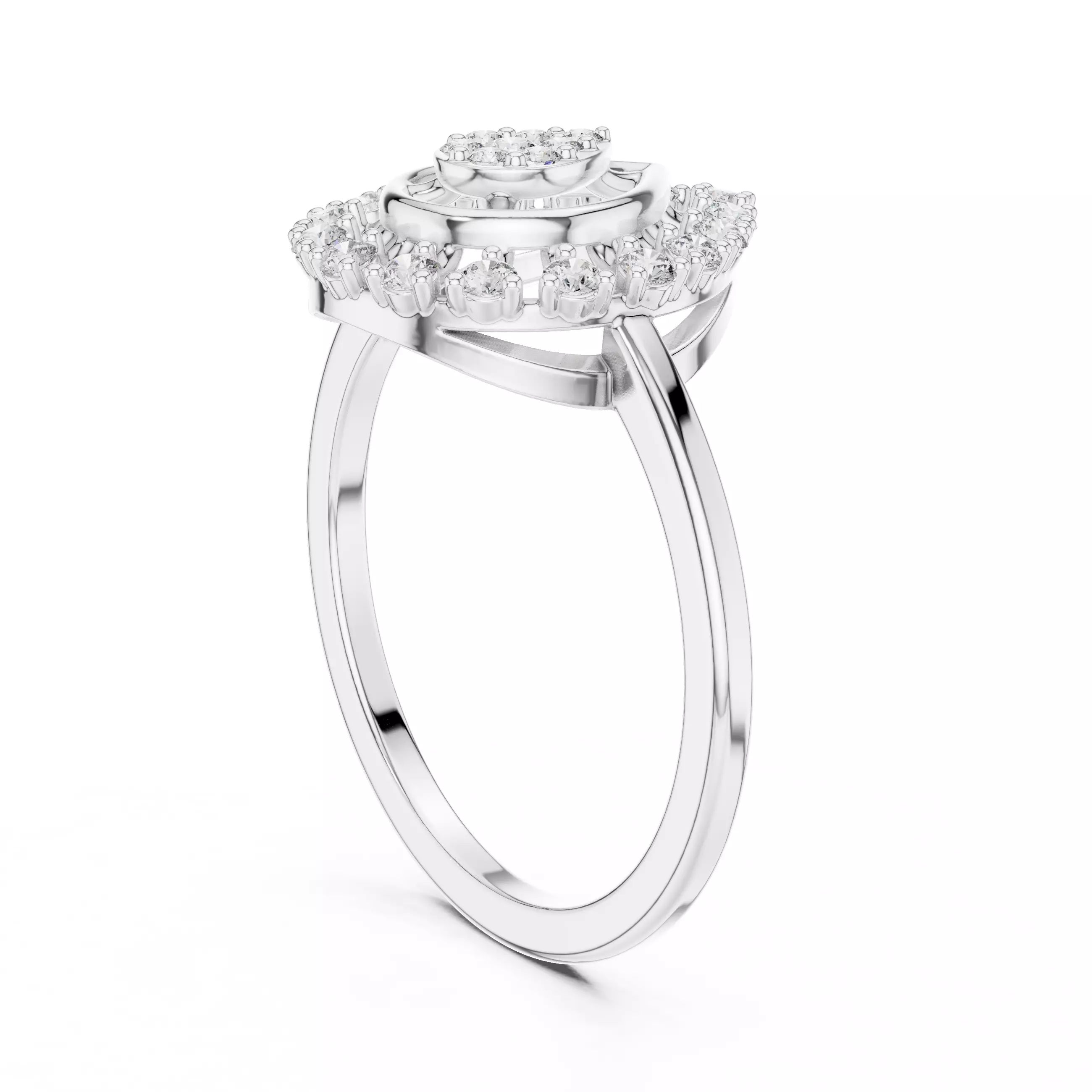 Round Diamond Pear Shape Engagement Wedding Ring 3DM STL Video 3D print model_9