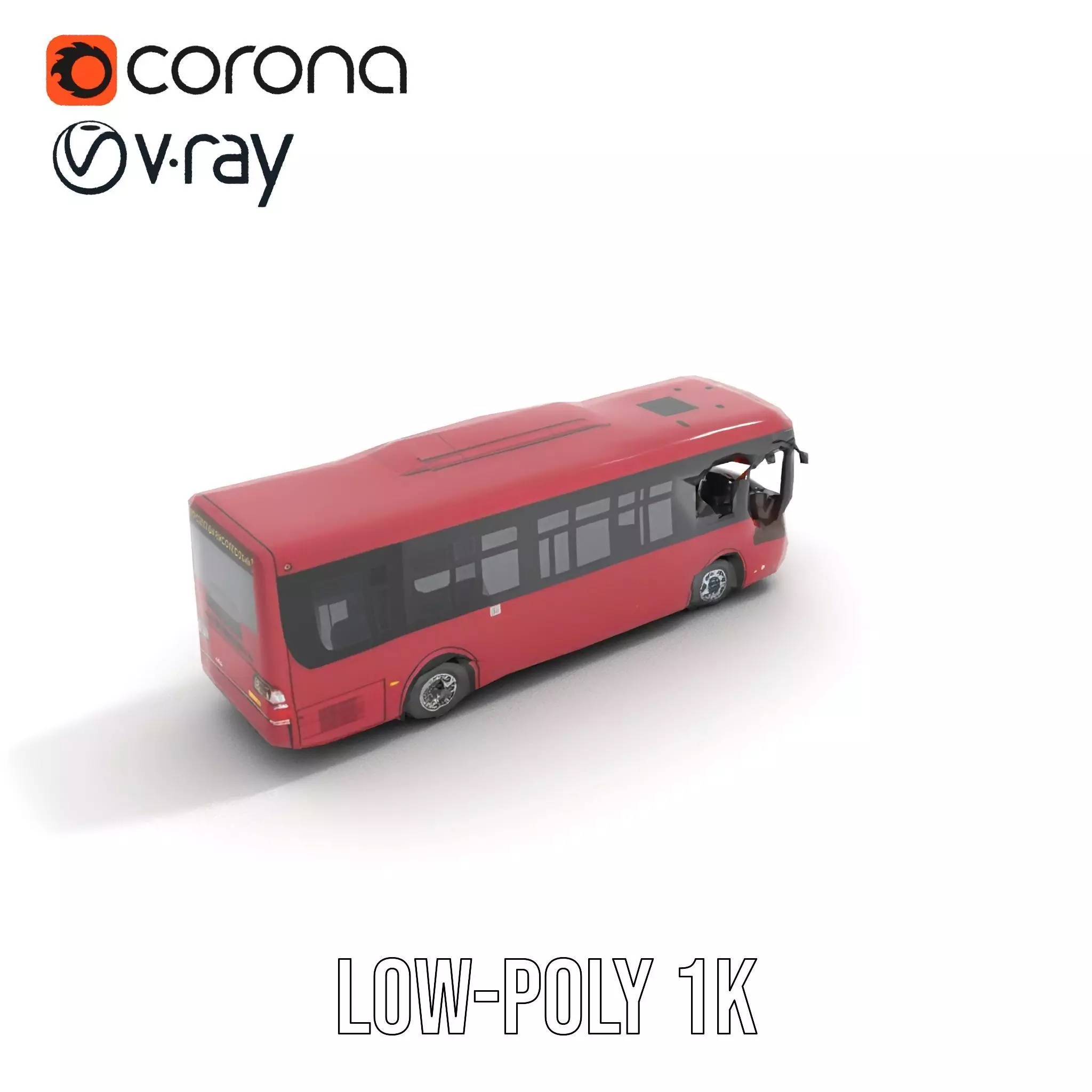 Crimson Bus model pack Low-poly 3D model_25