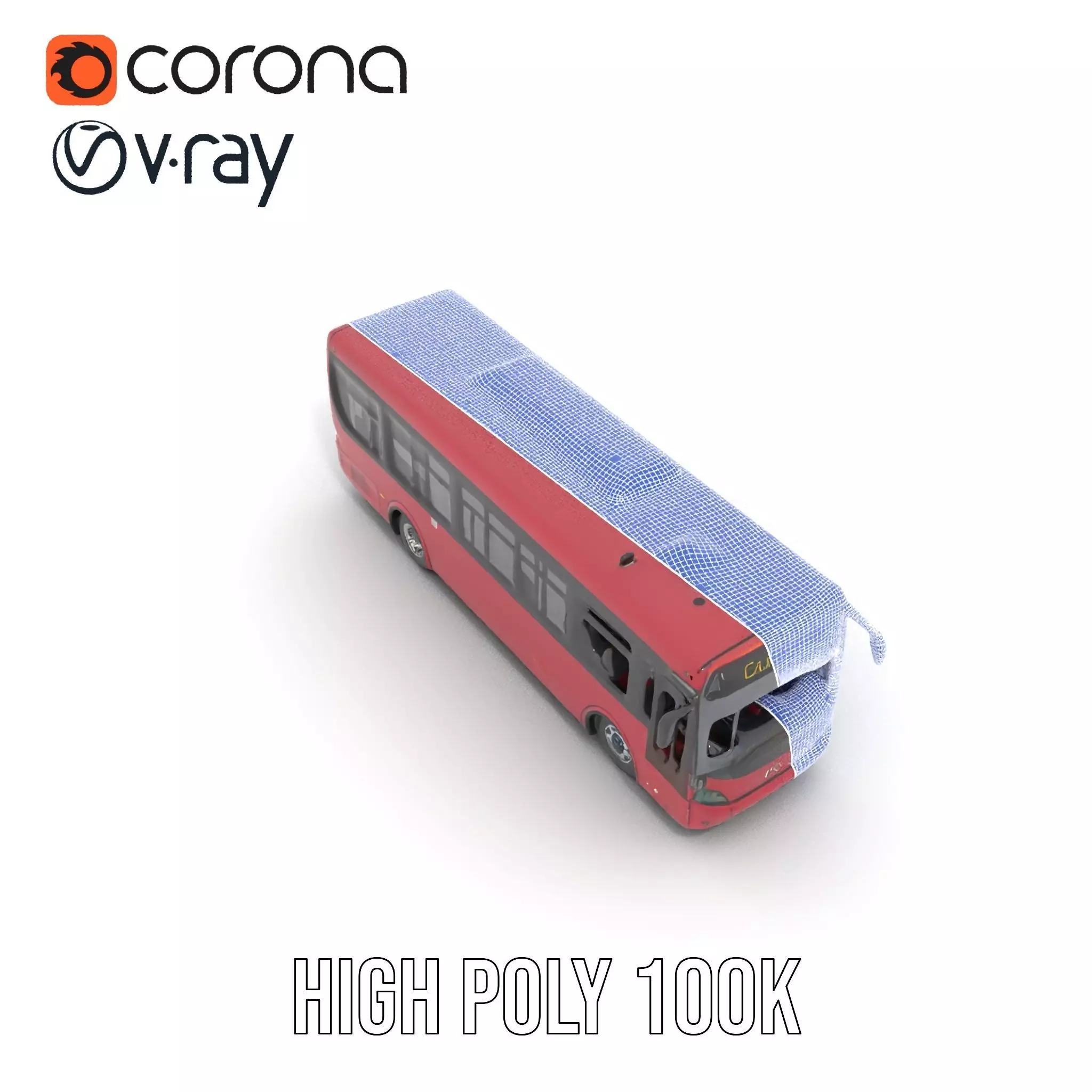 Crimson Bus model pack Low-poly 3D model_32