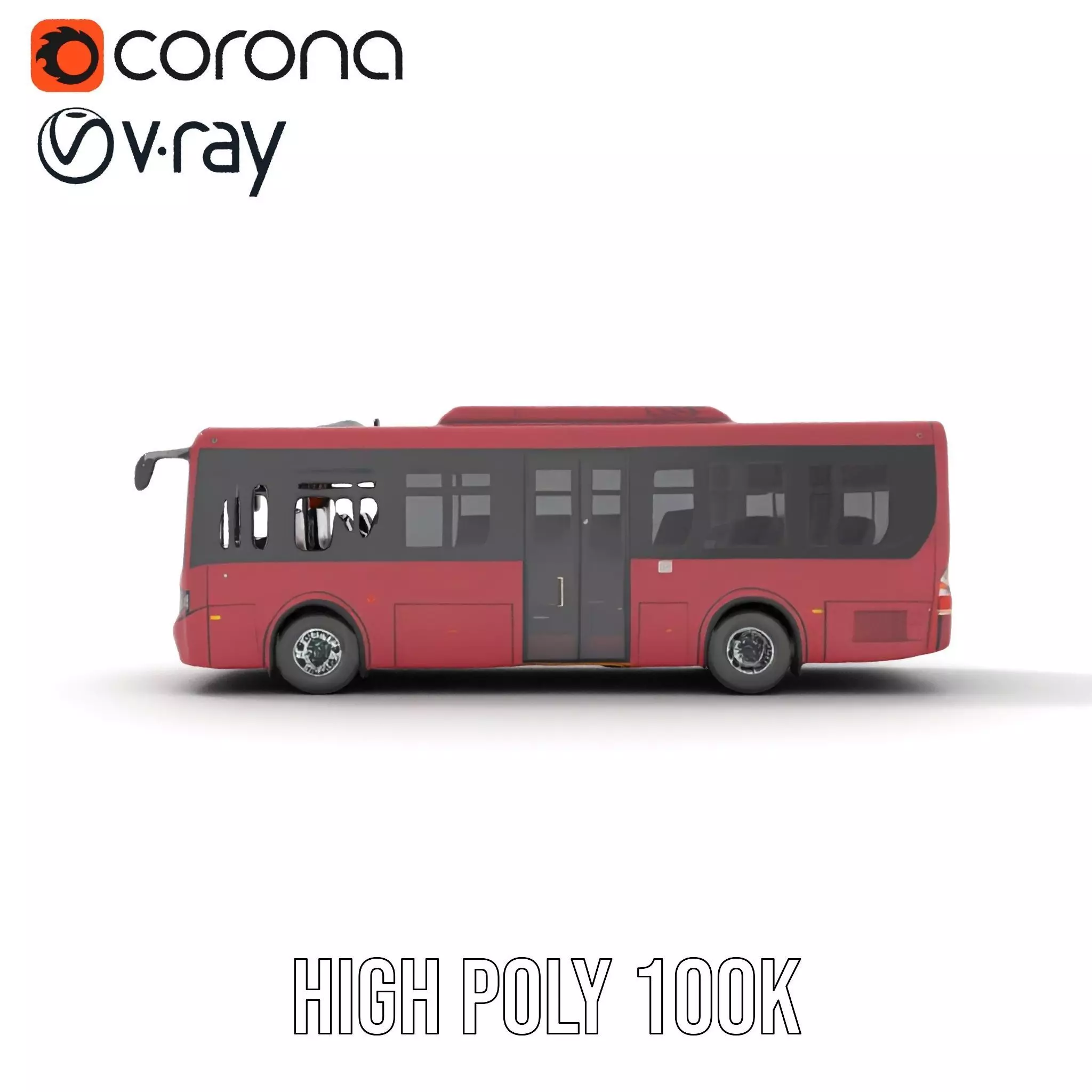 Crimson Bus model pack Low-poly 3D model_17