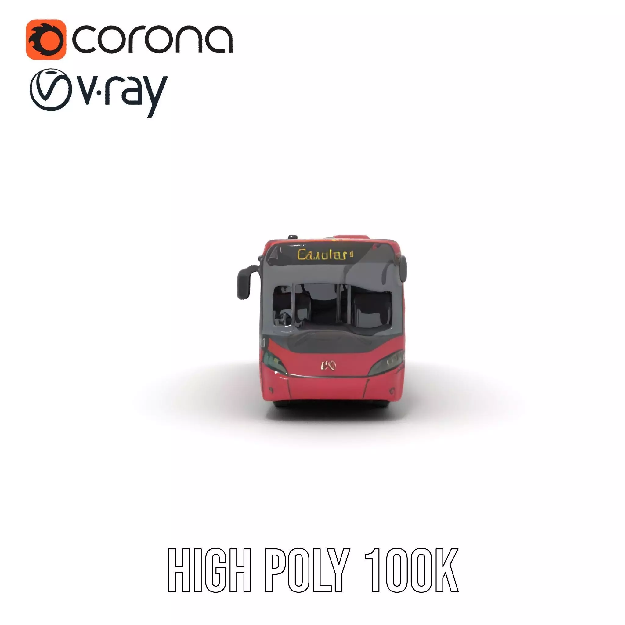 Crimson Bus model pack Low-poly 3D model_26