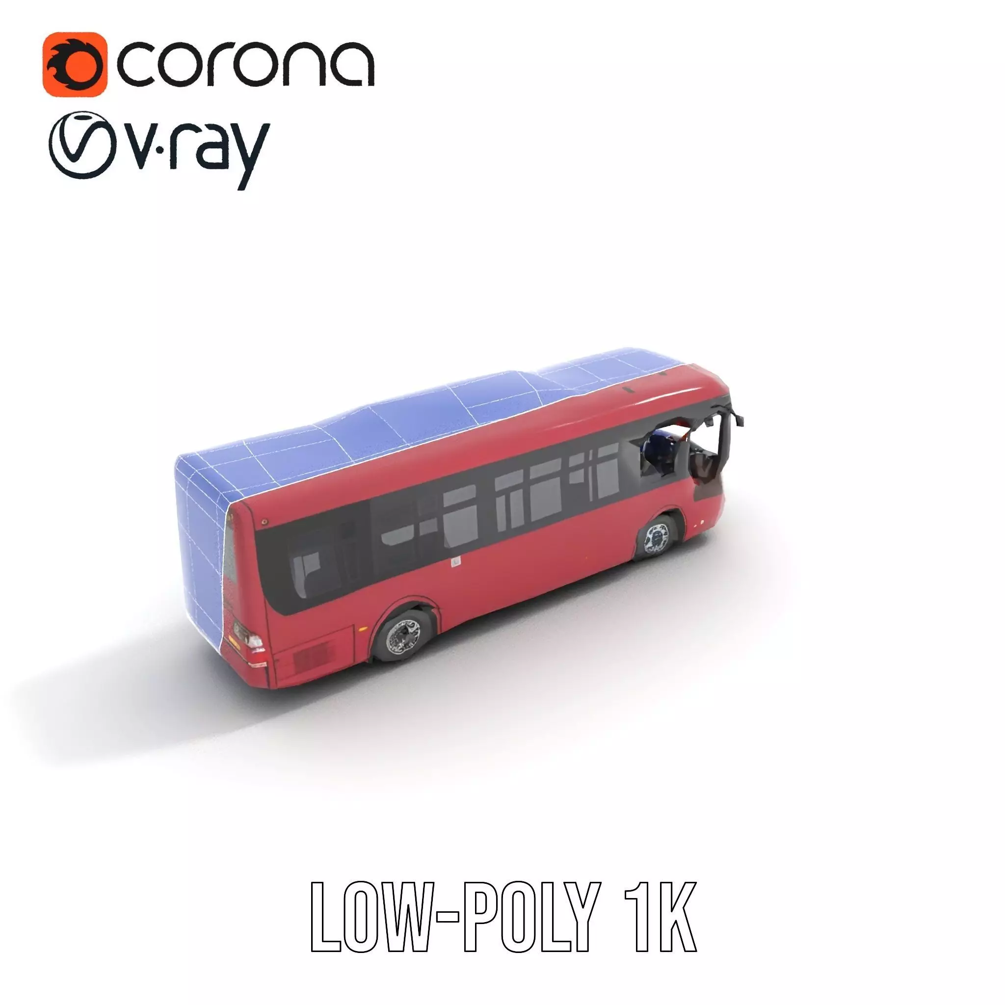 Crimson Bus model pack Low-poly 3D model_31
