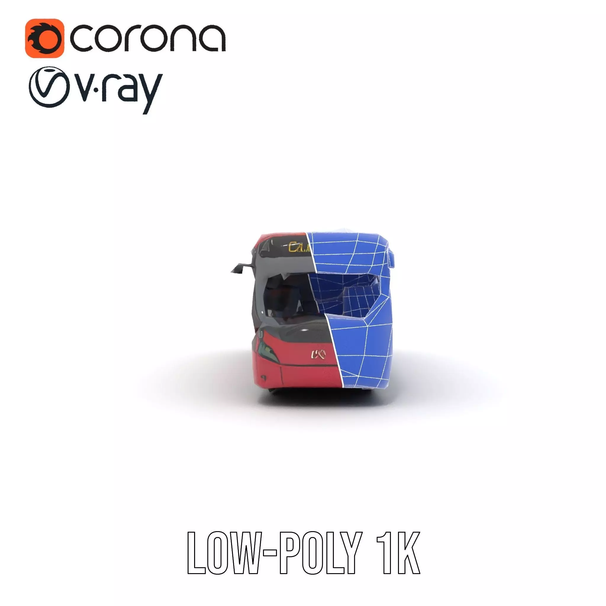 Crimson Bus model pack Low-poly 3D model_22