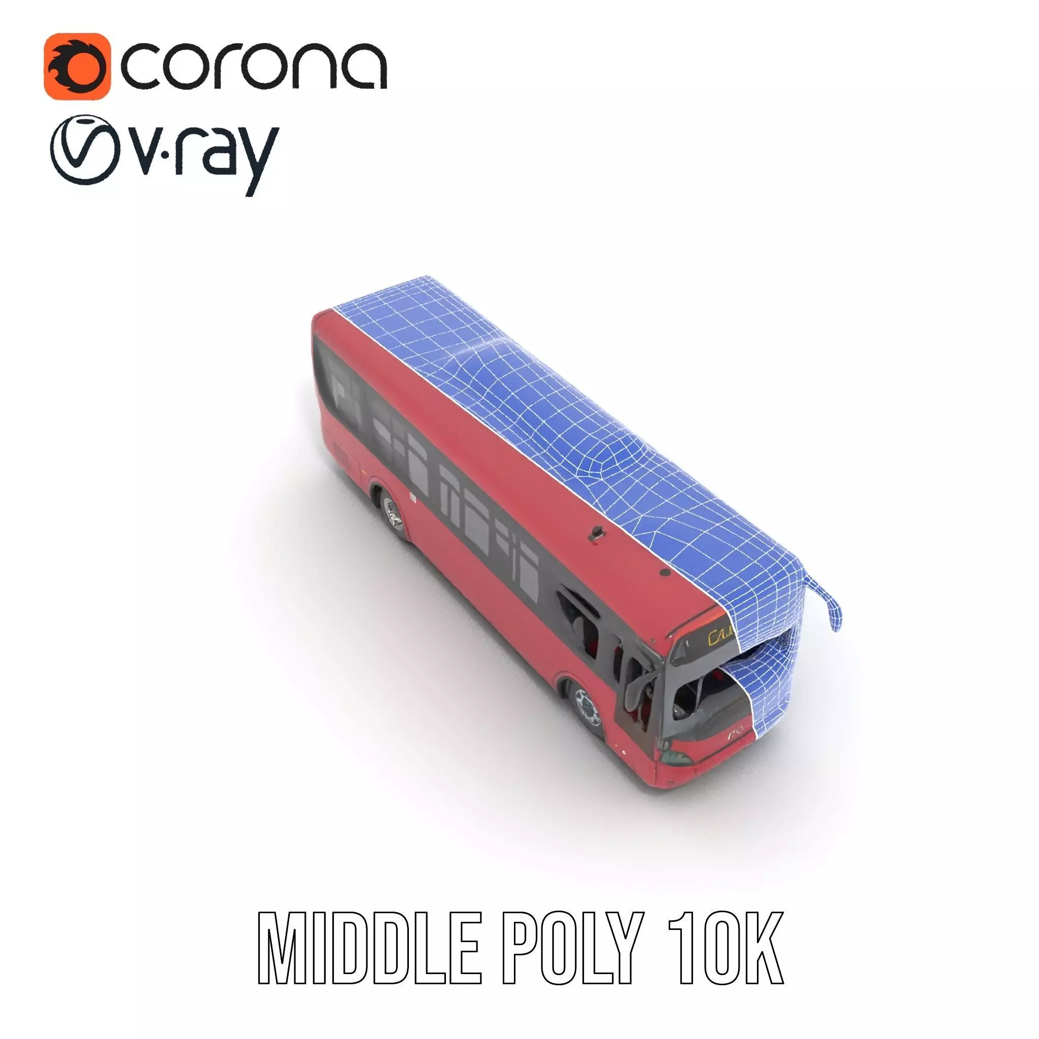 Crimson Bus model pack Low-poly 3D model_30
