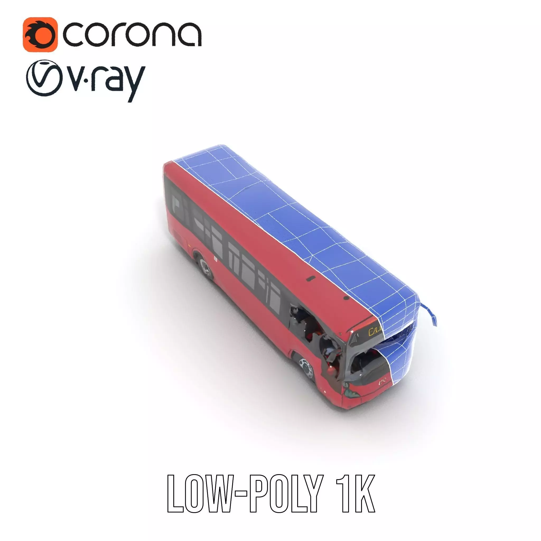 Crimson Bus model pack Low-poly 3D model_16