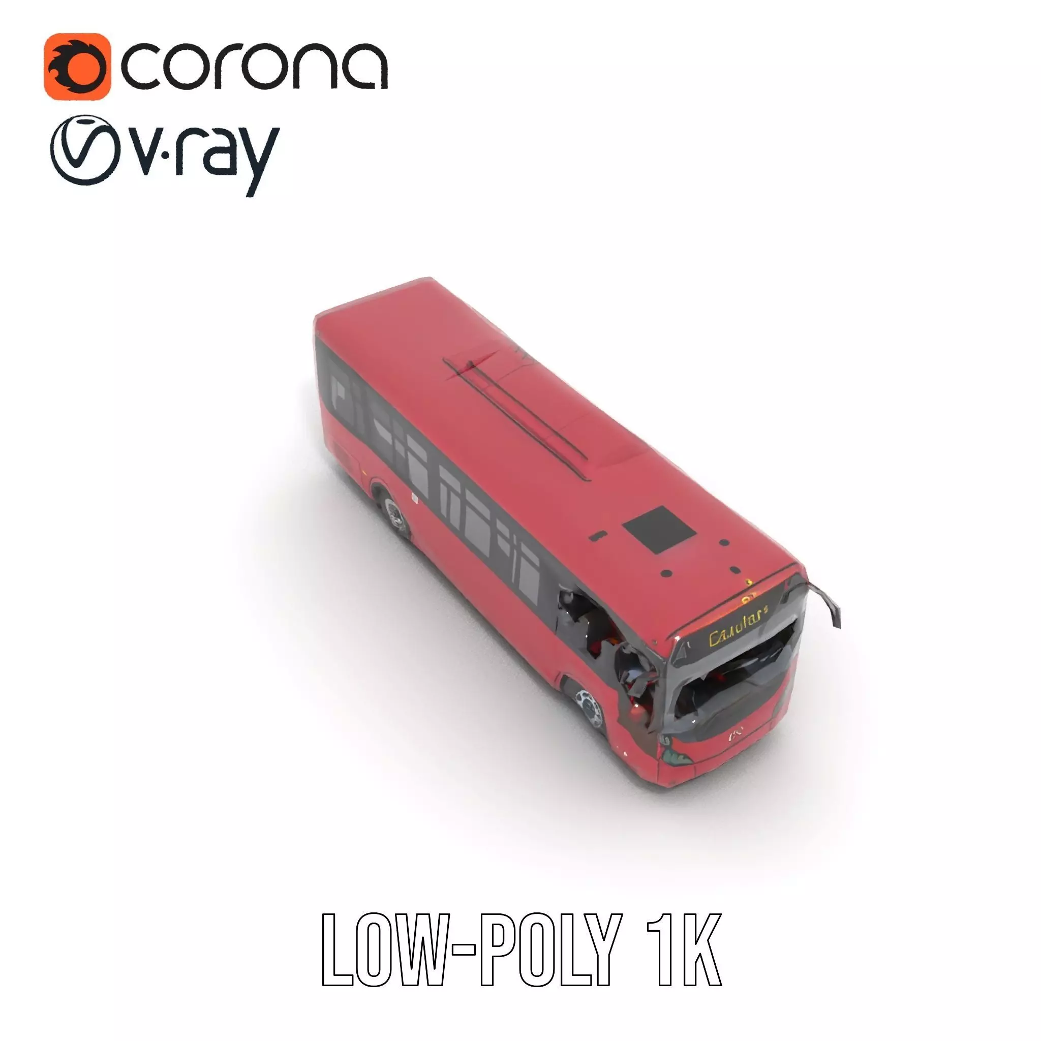 Crimson Bus model pack Low-poly 3D model_8