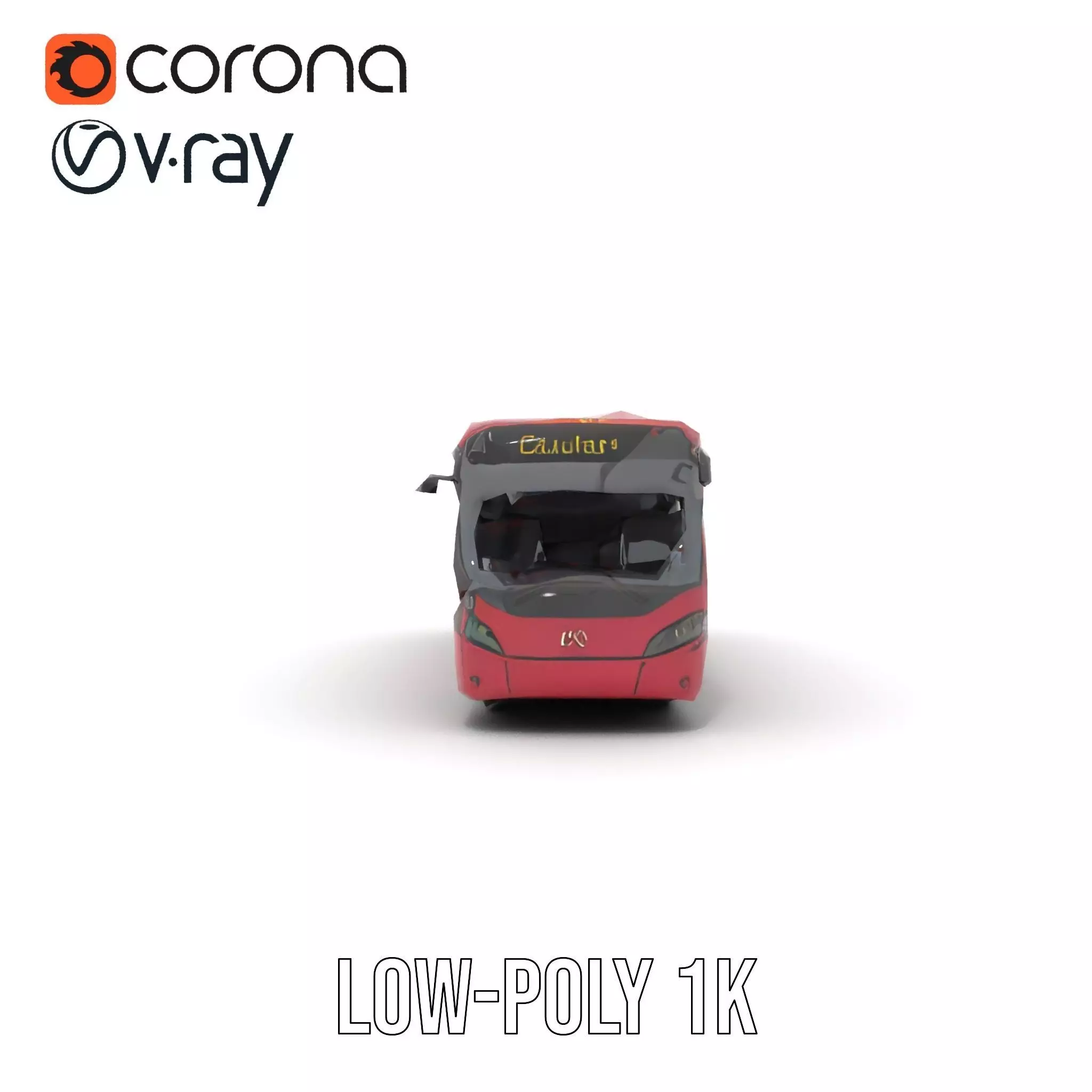 Crimson Bus model pack Low-poly 3D model_19