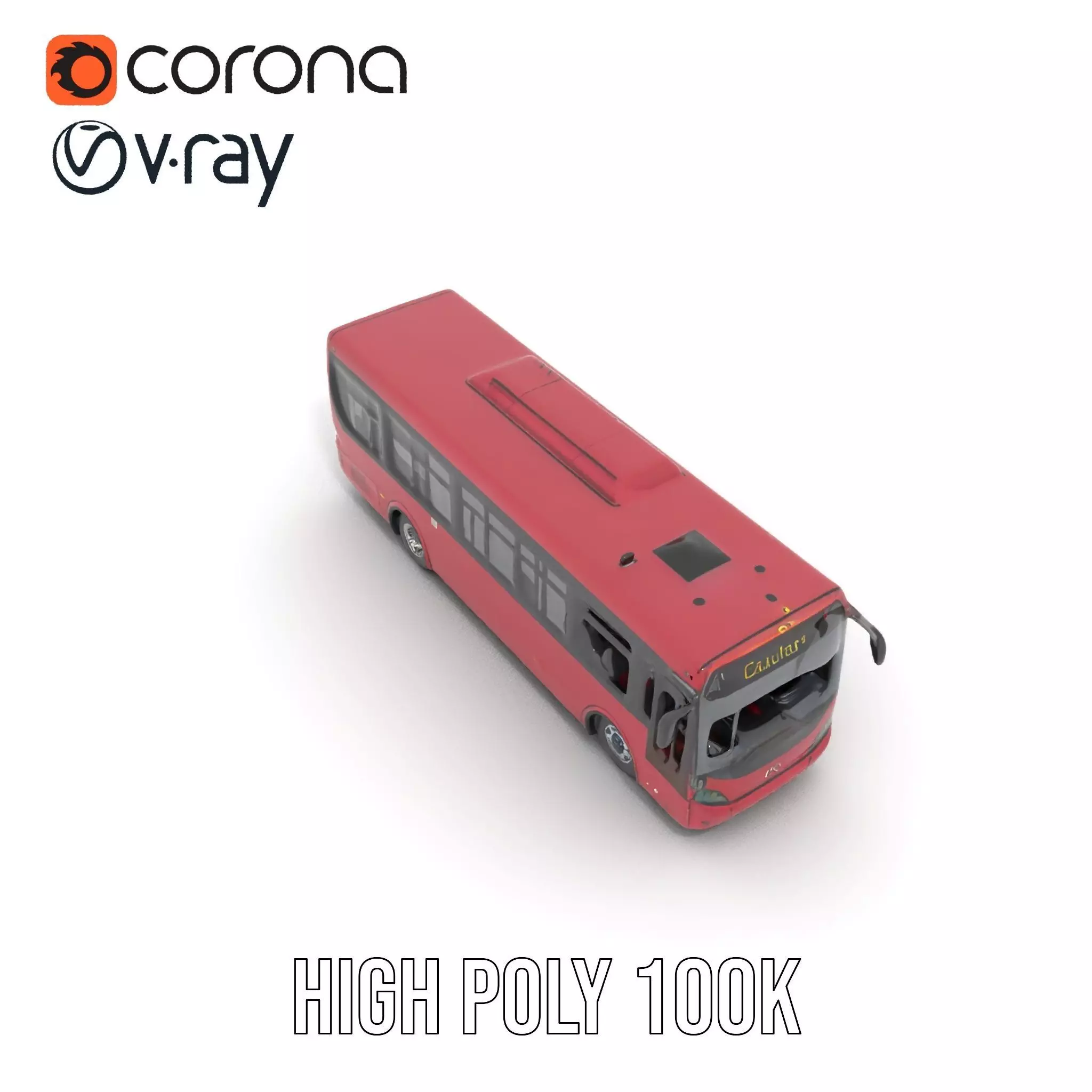 Crimson Bus model pack Low-poly 3D model_23
