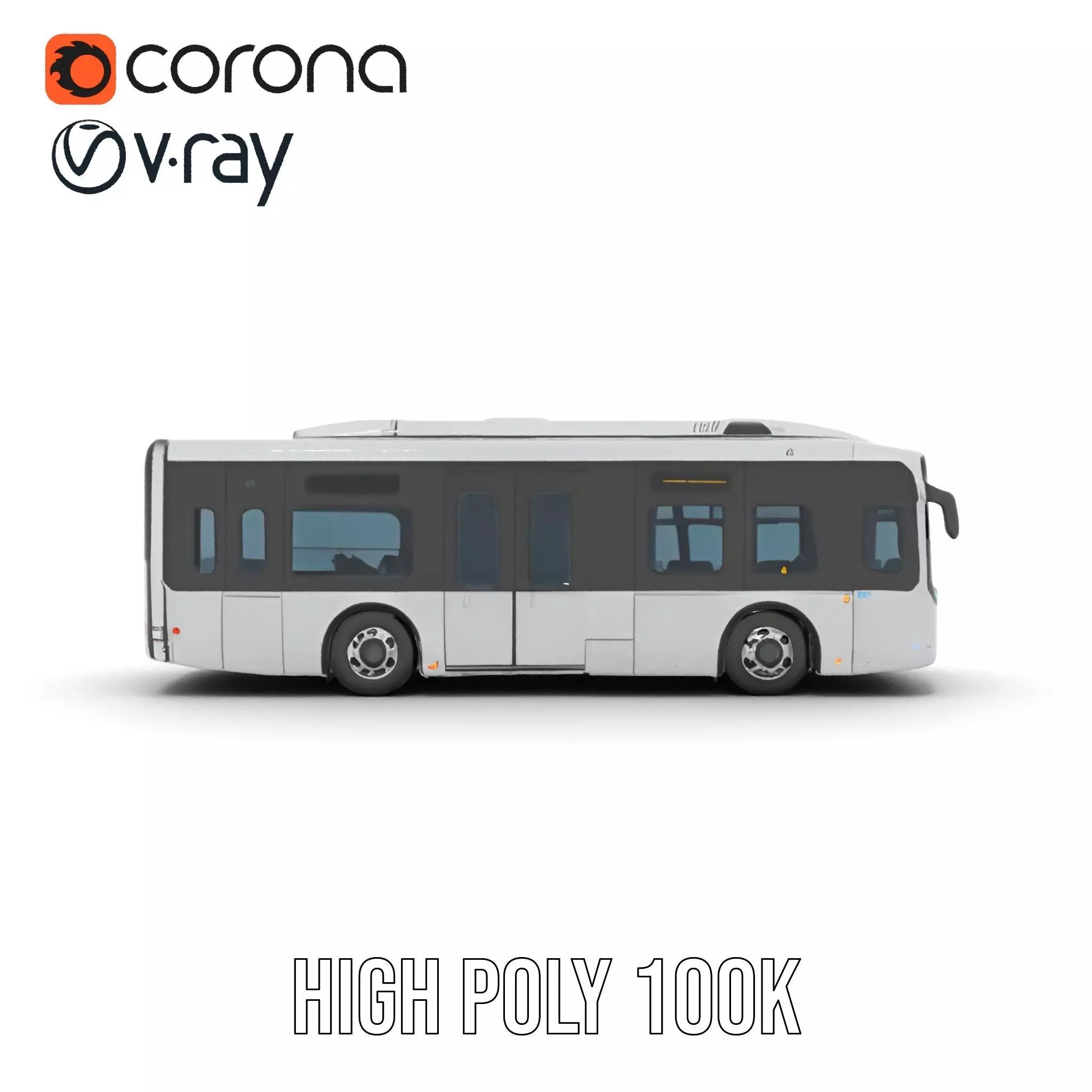 Sleek Silver Bus model pack Low-poly 3D model_22