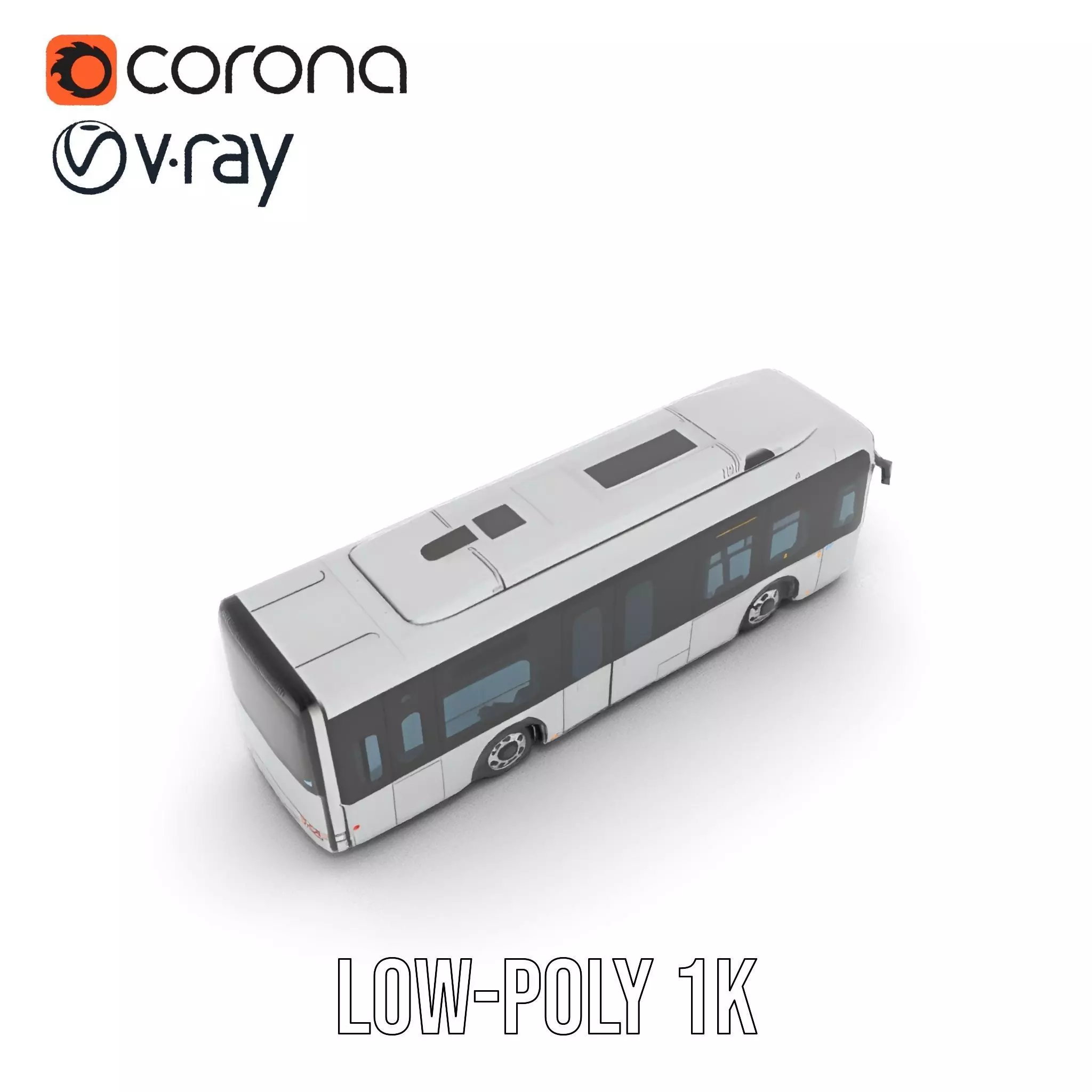 Sleek Silver Bus model pack Low-poly 3D model_24