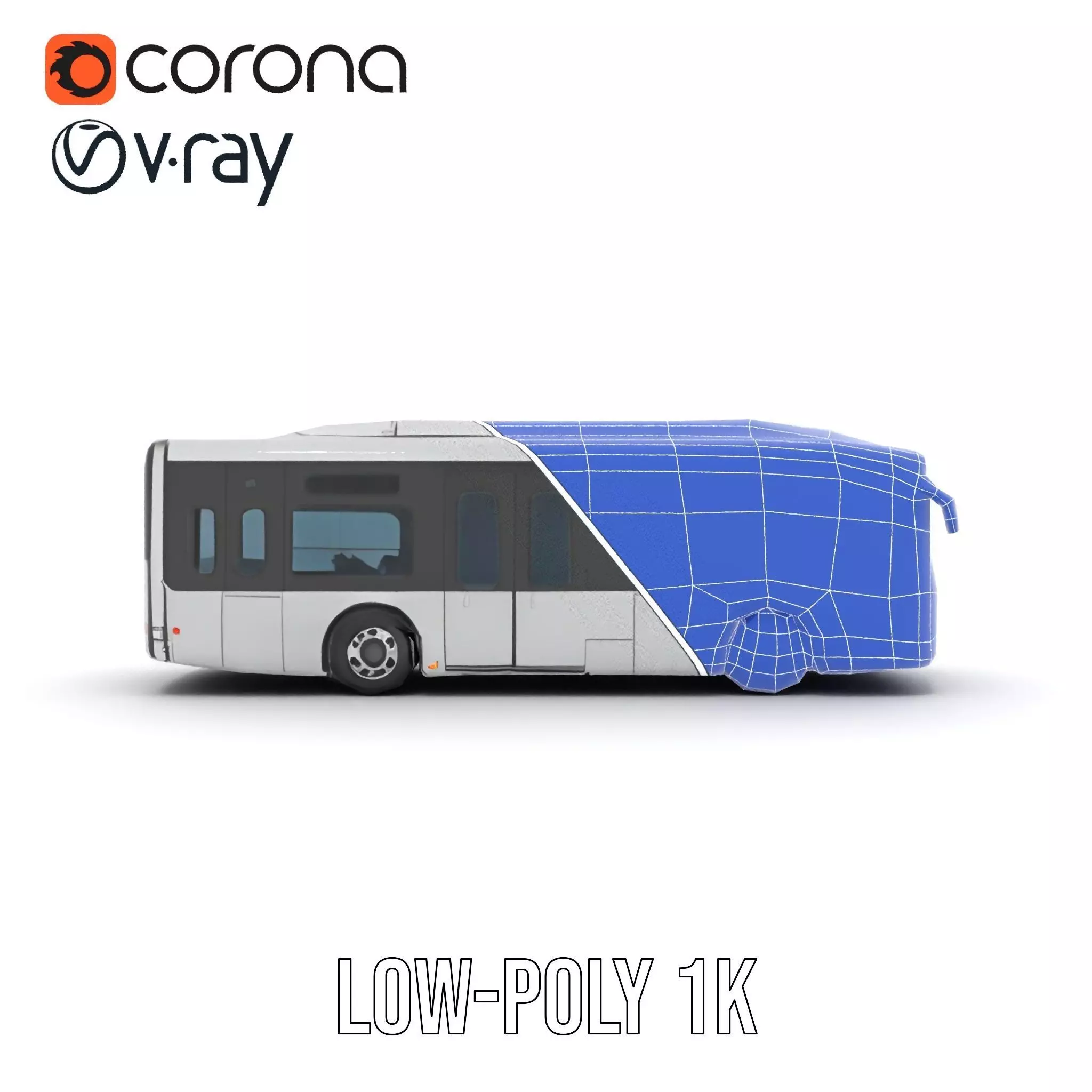 Sleek Silver Bus model pack Low-poly 3D model_11