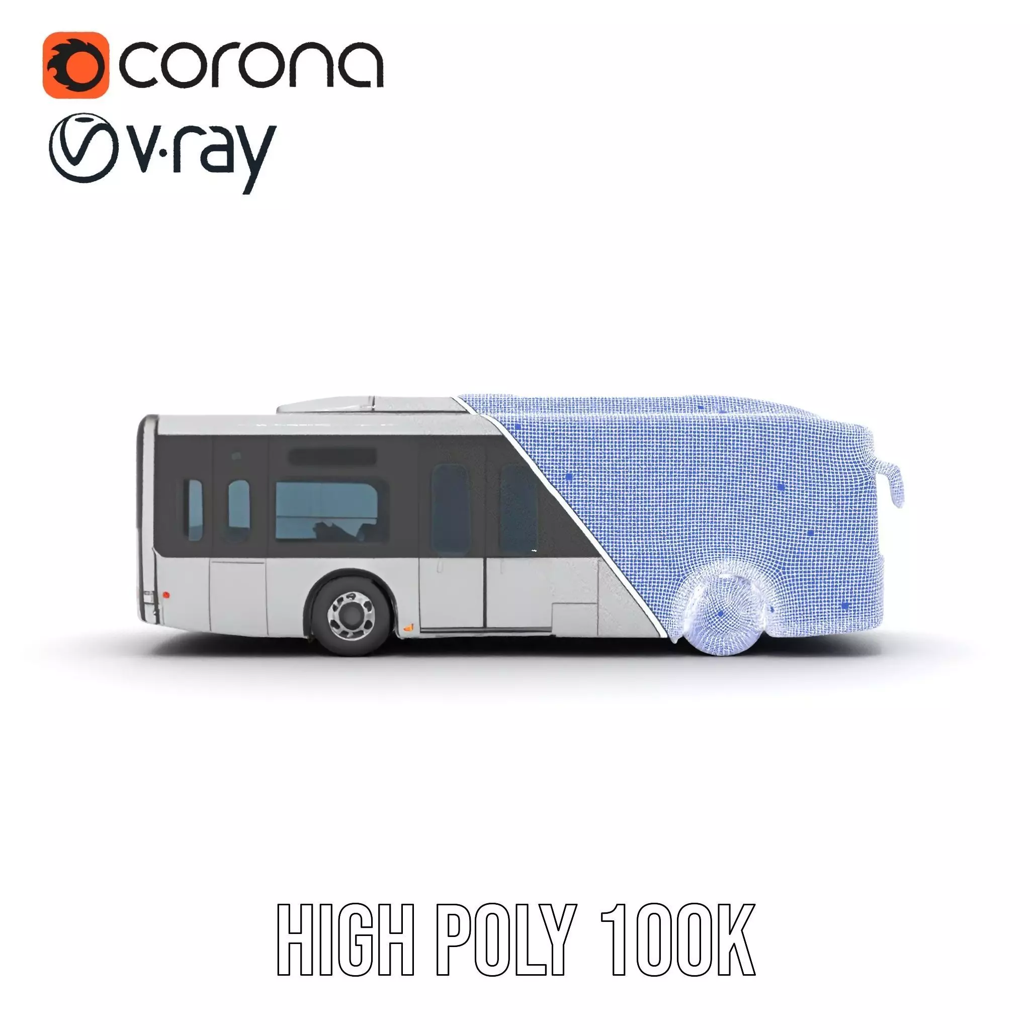 Sleek Silver Bus model pack Low-poly 3D model_33