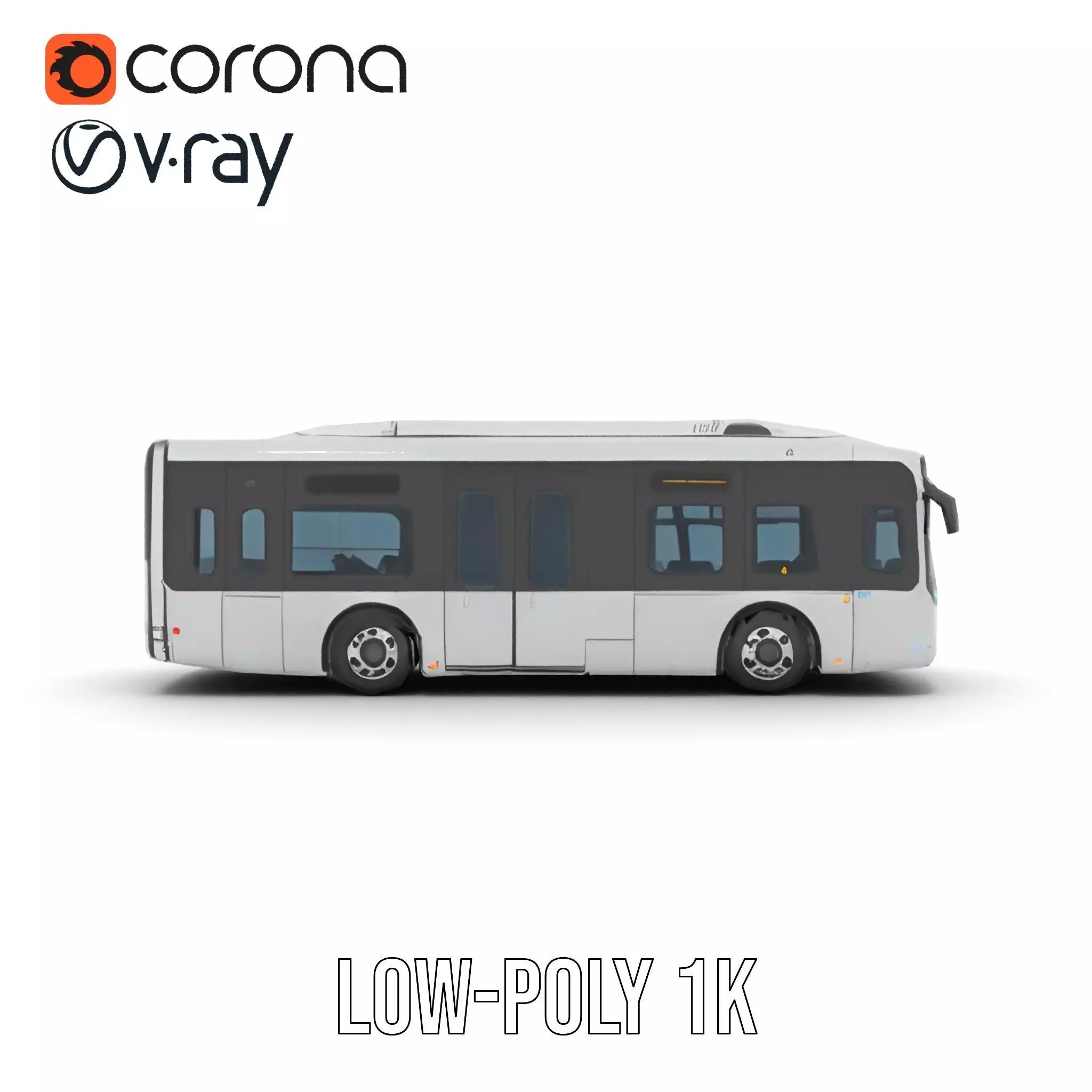 Sleek Silver Bus model pack Low-poly 3D model_27