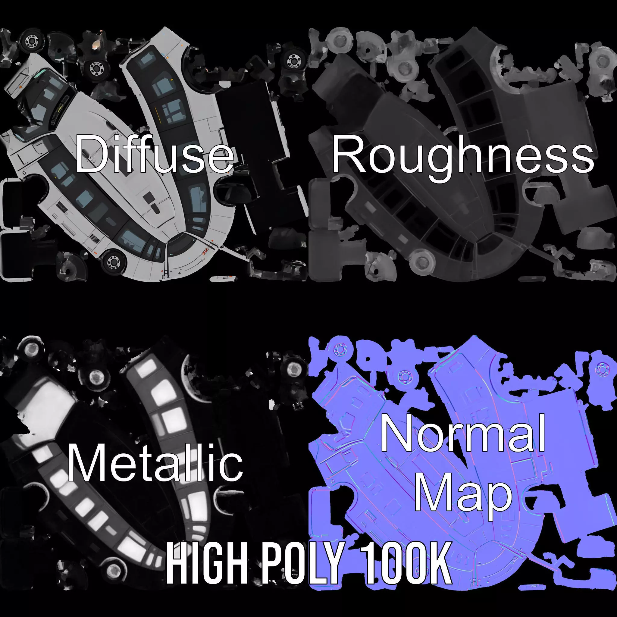 Sleek Silver Bus model pack Low-poly 3D model_3