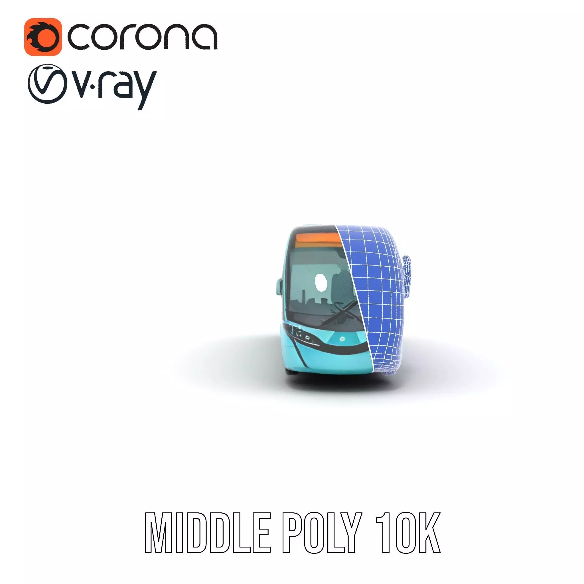 Teal City Bus model pack Low-poly 3D model_5