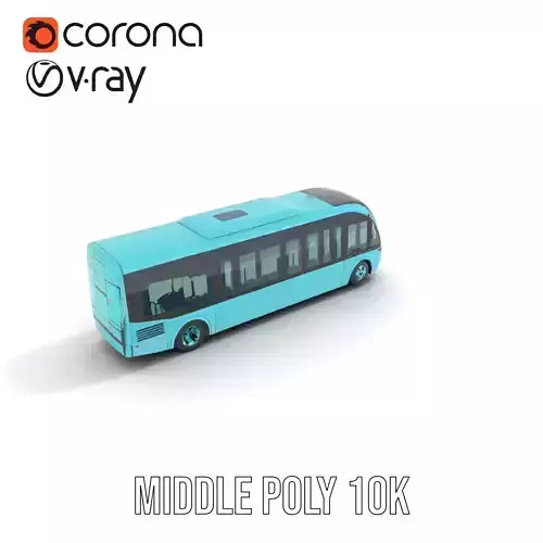 Teal City Bus model pack Low-poly 3D model 6