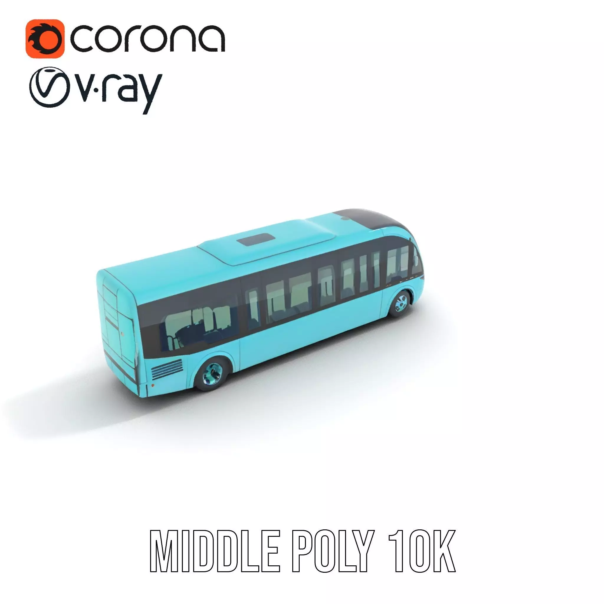 Teal City Bus model pack Low-poly 3D model_6