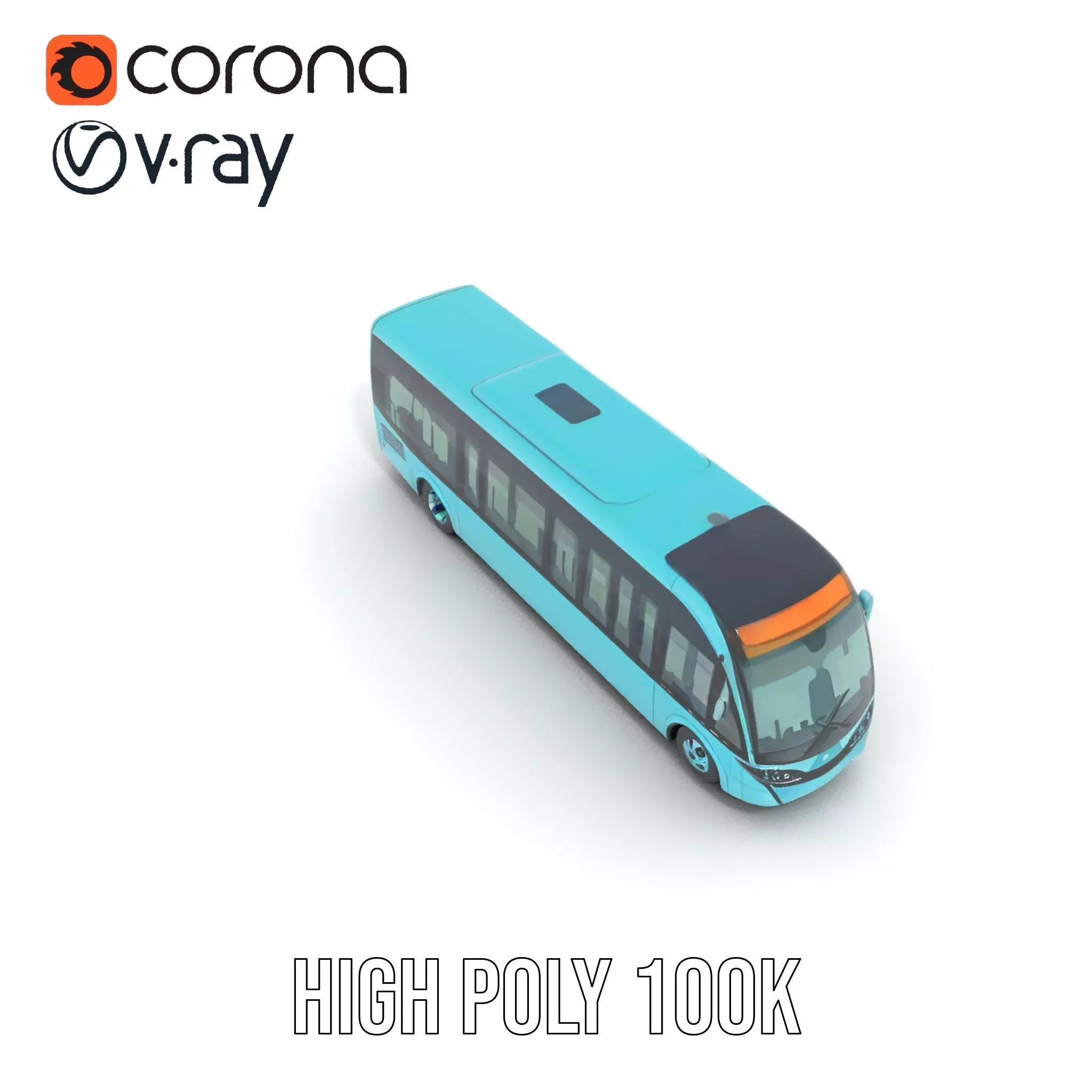 Teal City Bus model pack Low-poly 3D model_23