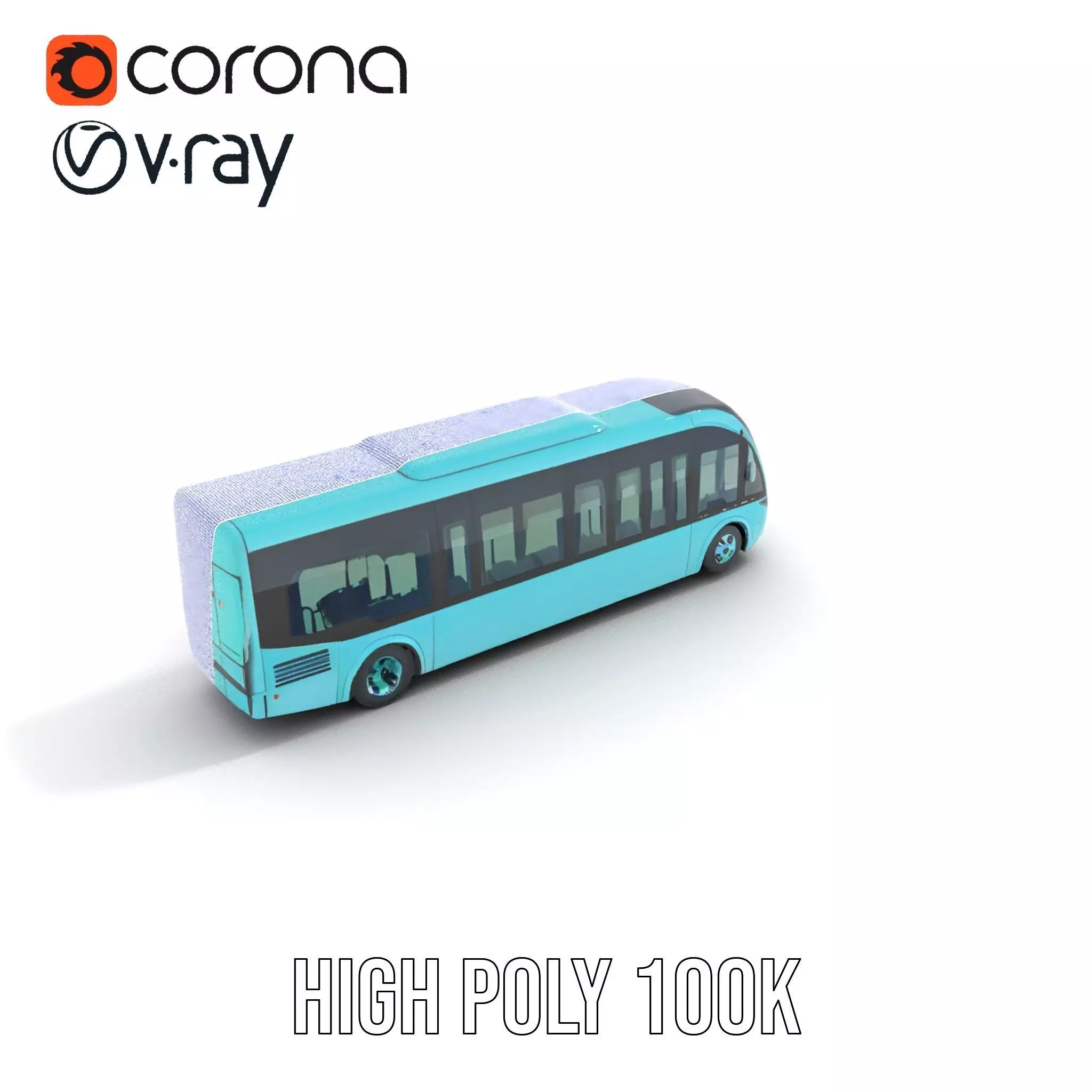 Teal City Bus model pack Low-poly 3D model_32