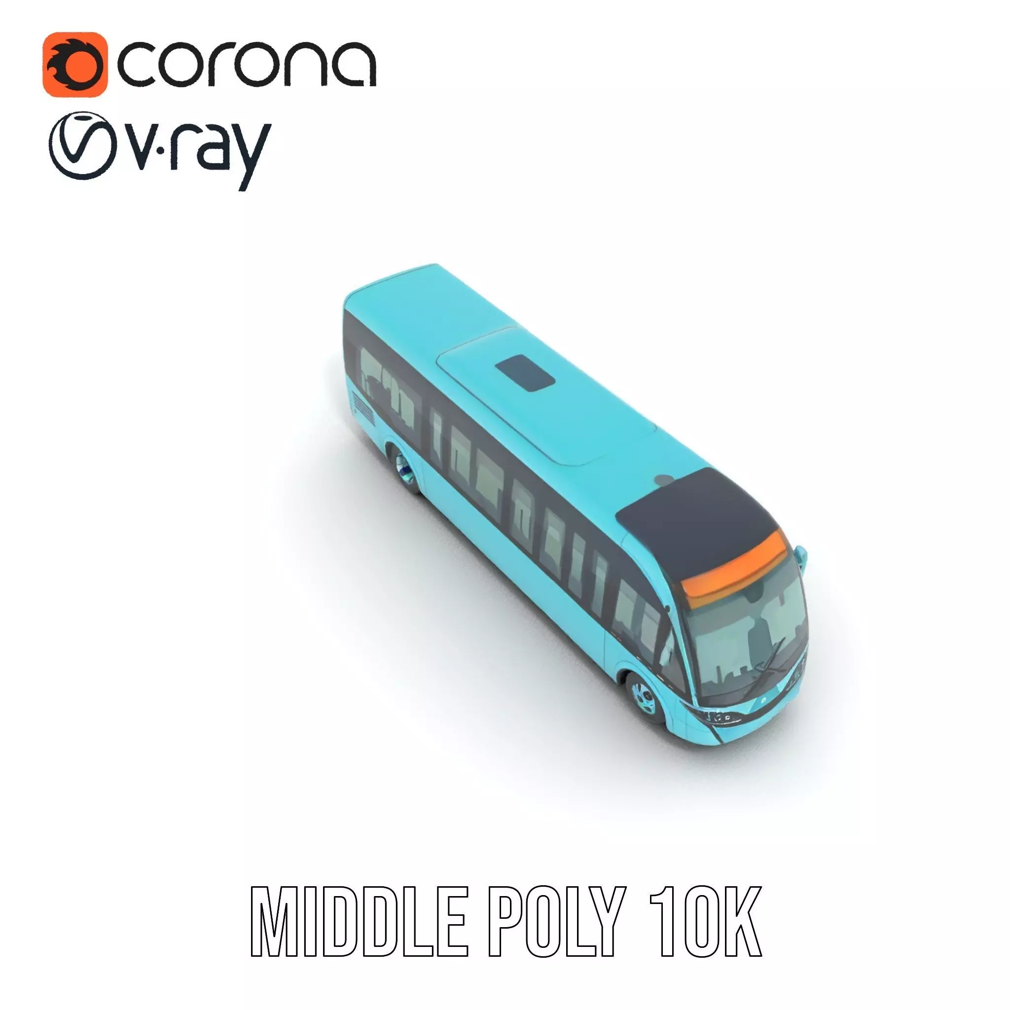 Teal City Bus model pack Low-poly 3D model_18