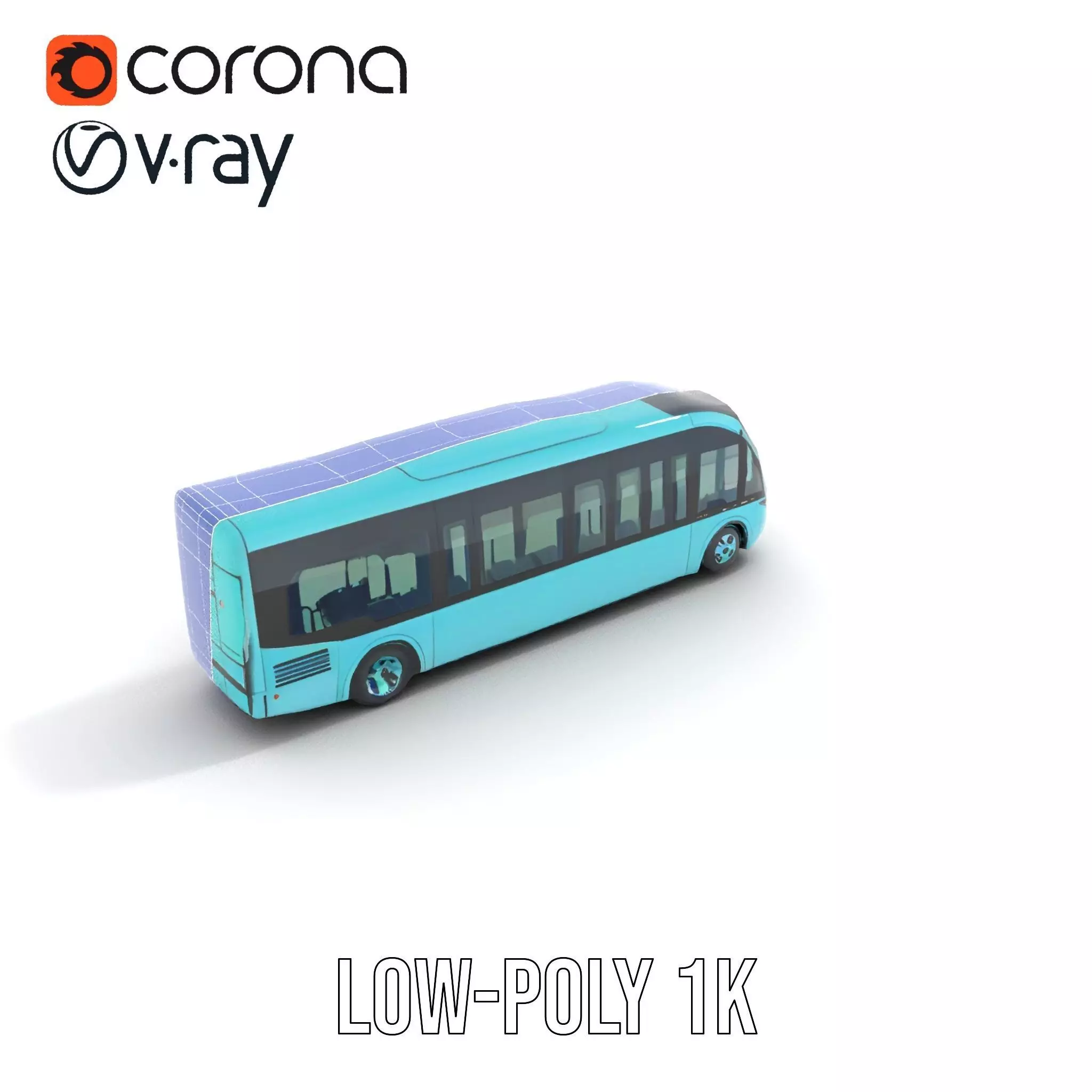 Teal City Bus model pack Low-poly 3D model_28
