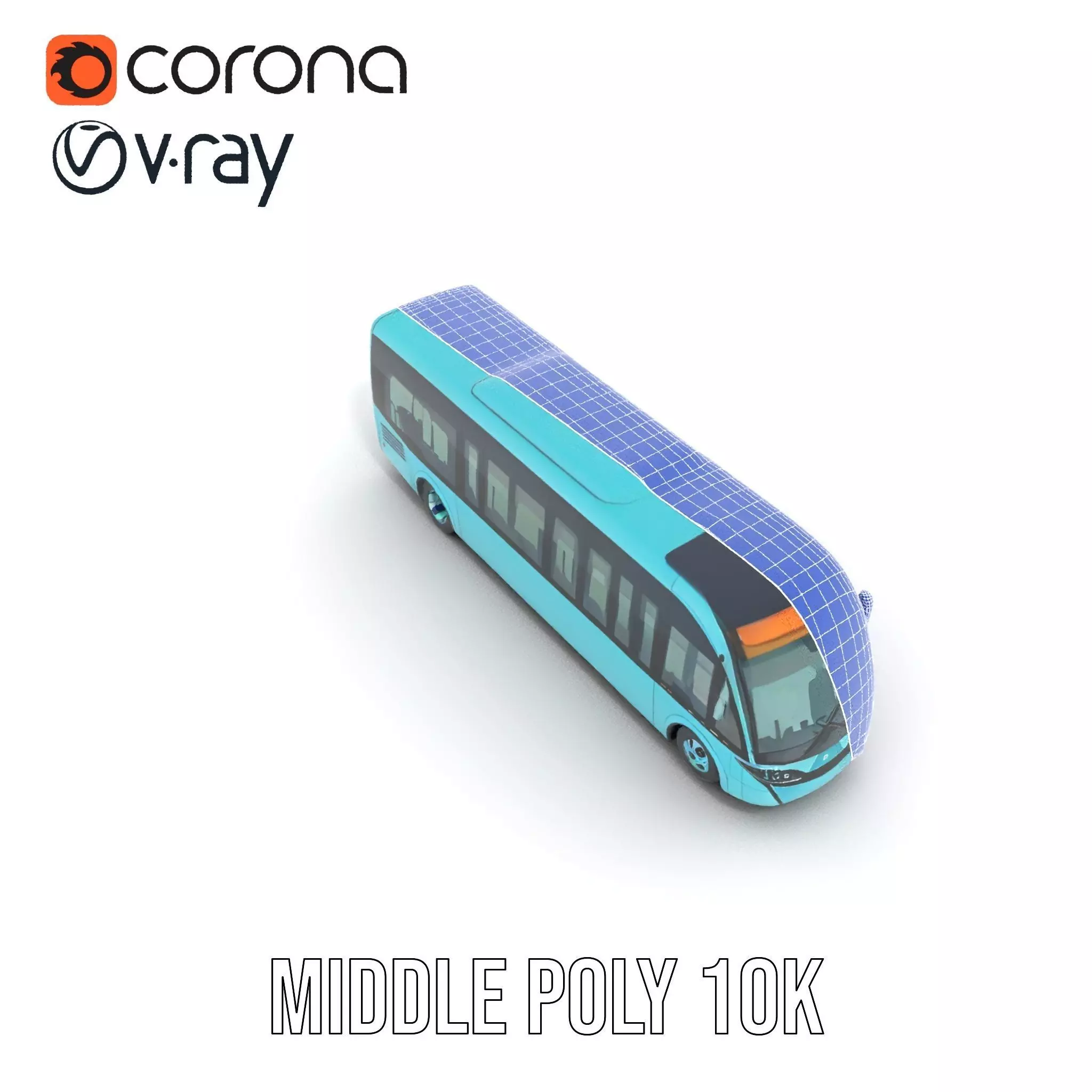 Teal City Bus model pack Low-poly 3D model_21