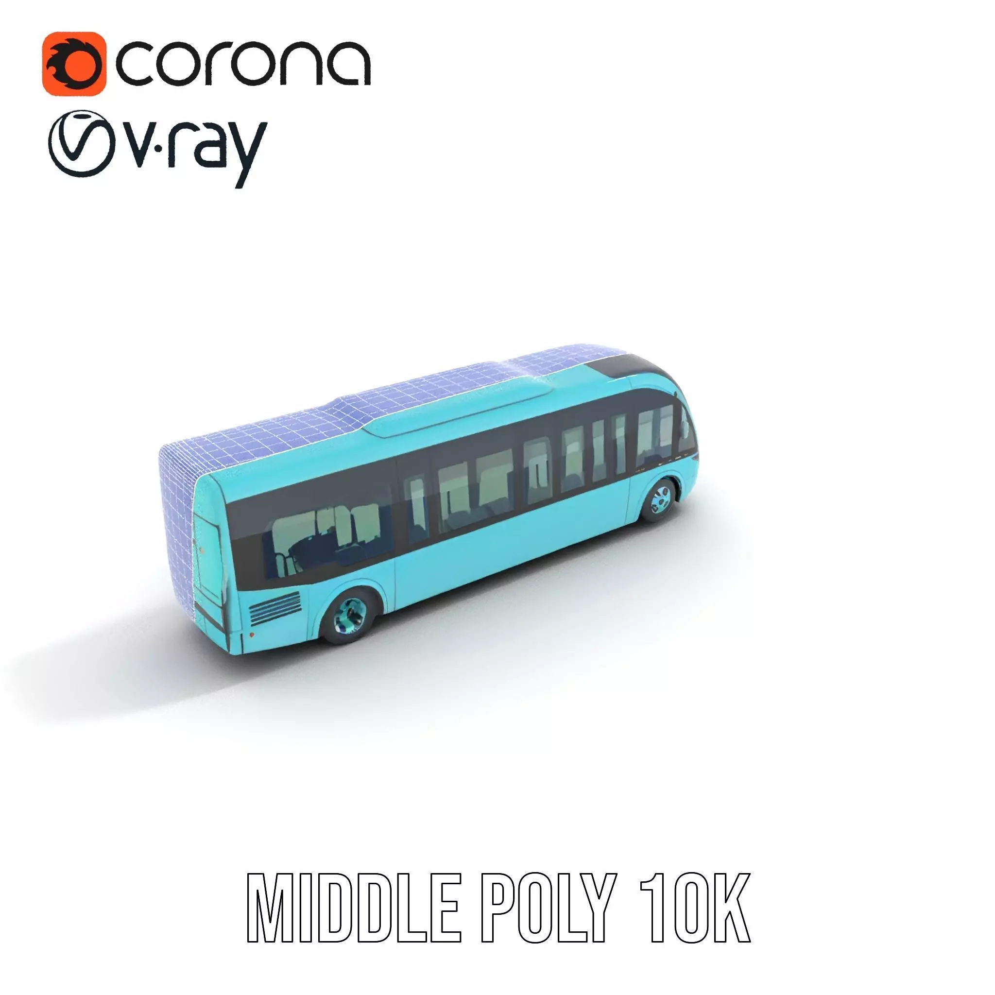 Teal City Bus model pack Low-poly 3D model_29