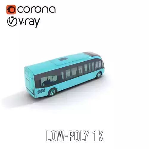 Teal City Bus model pack Low-poly 3D model 7