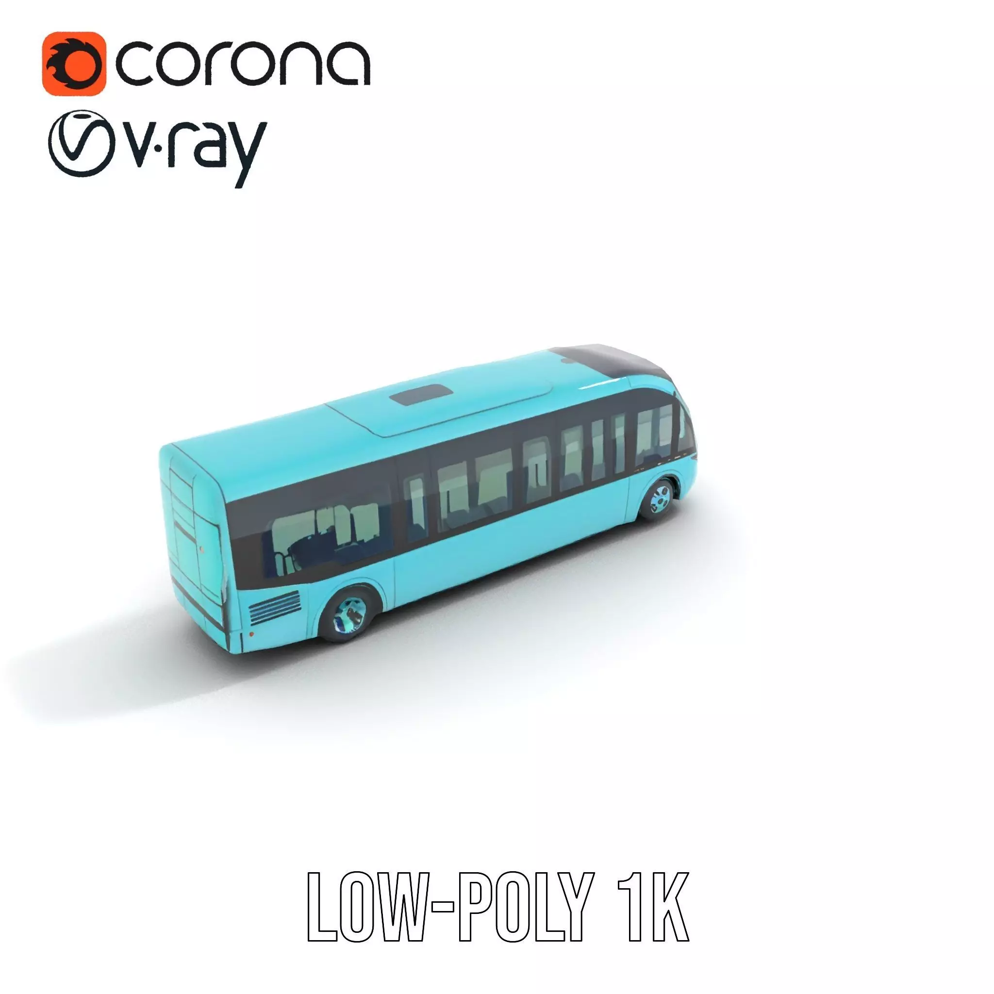 Teal City Bus model pack Low-poly 3D model_7