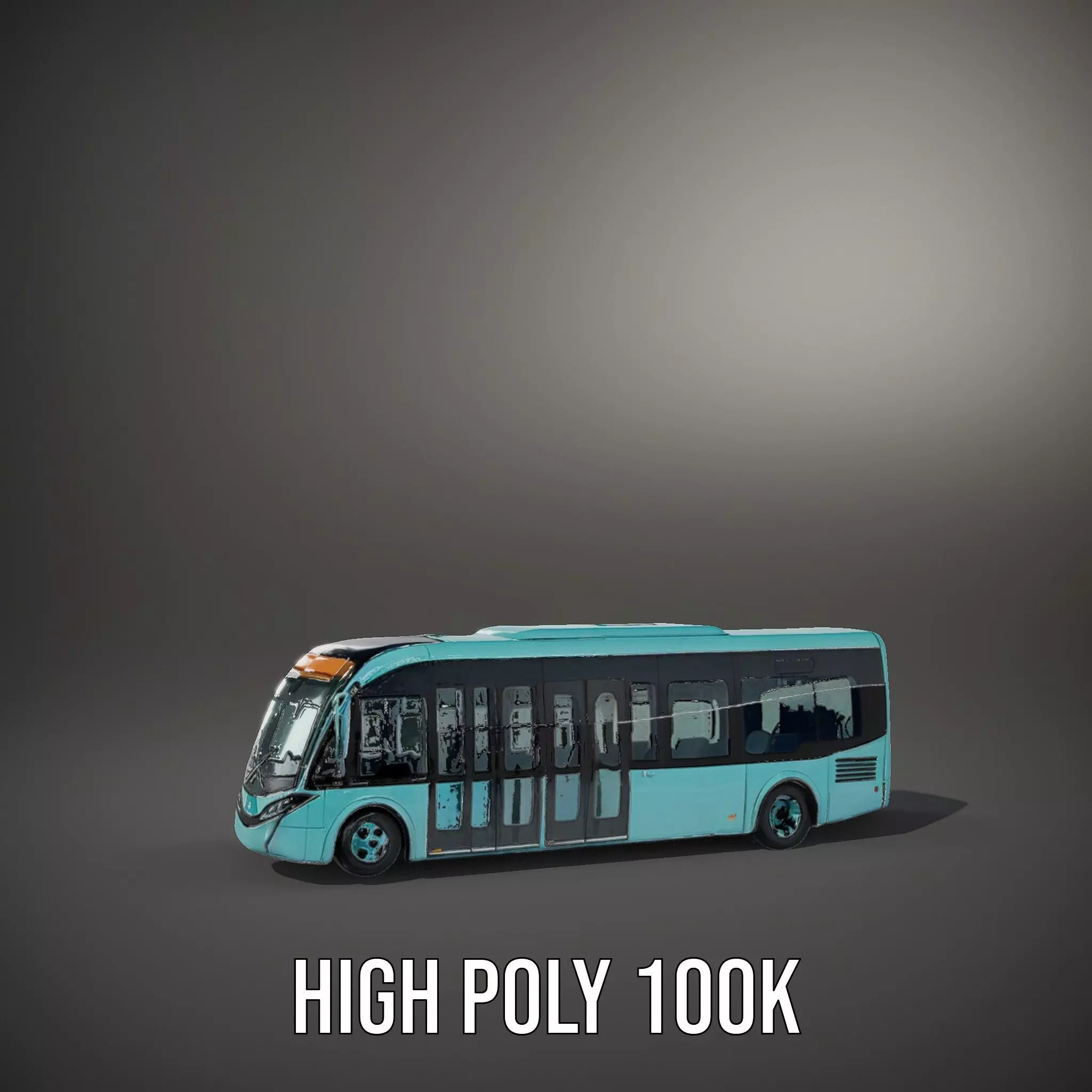 Teal City Bus model pack Low-poly 3D model_8