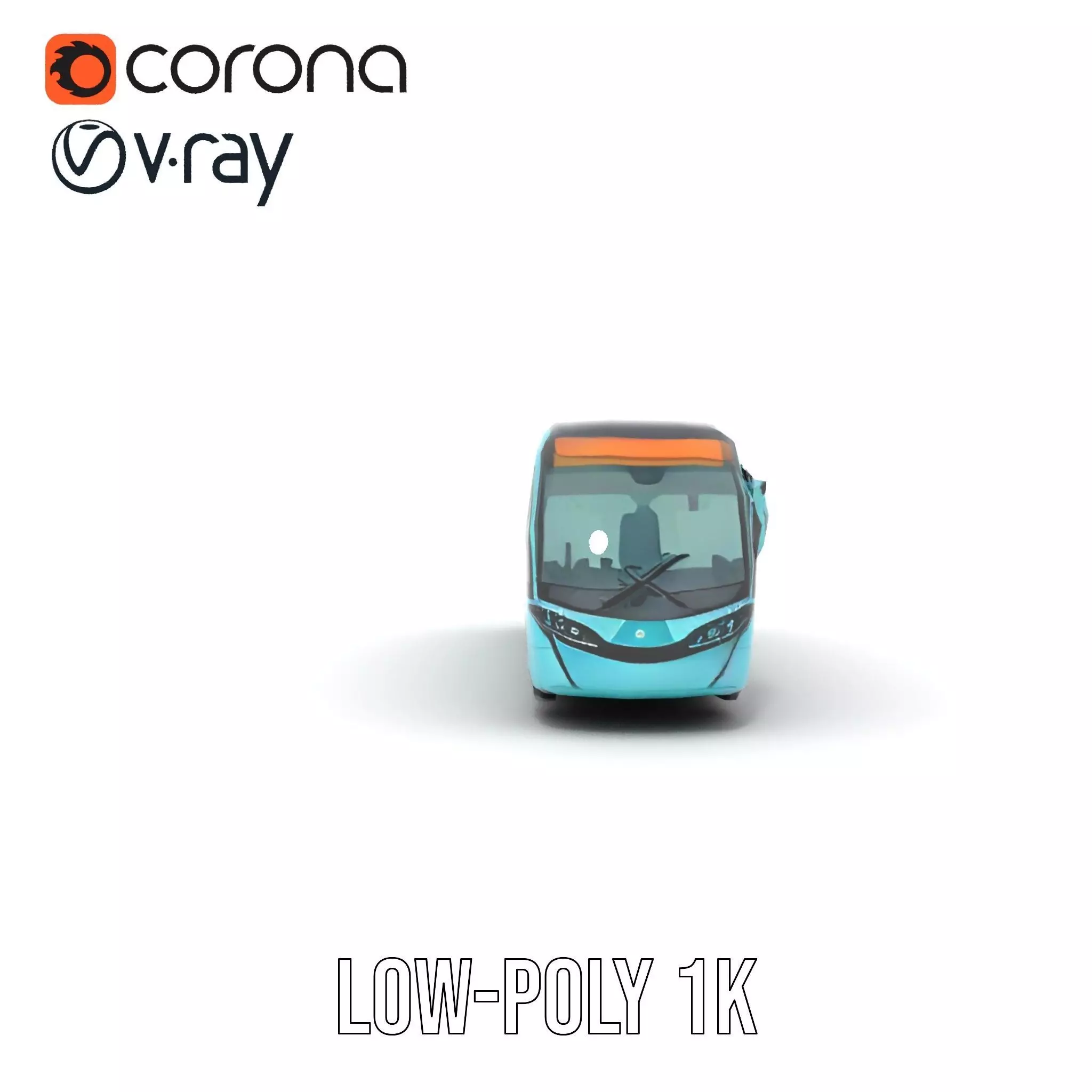 Teal City Bus model pack Low-poly 3D model_19