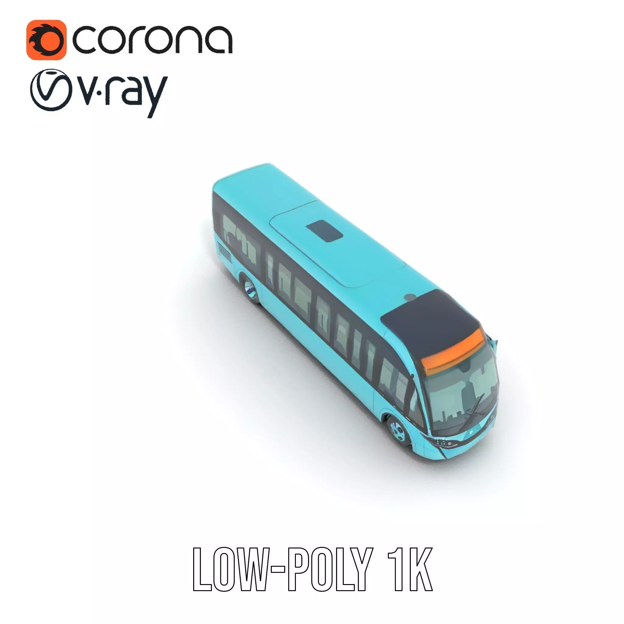 Teal City Bus model pack Low-poly 3D model_14