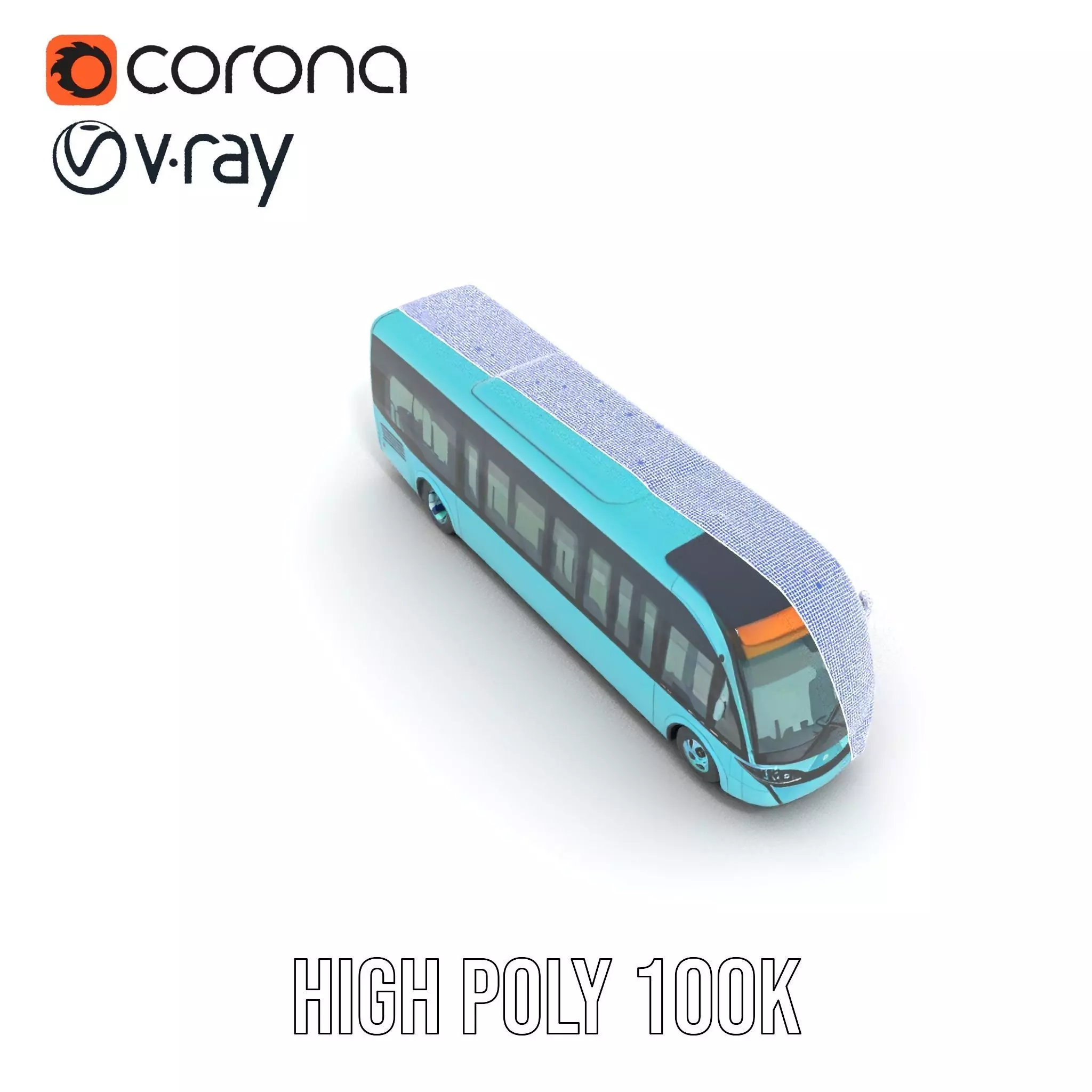 Teal City Bus model pack Low-poly 3D model_34